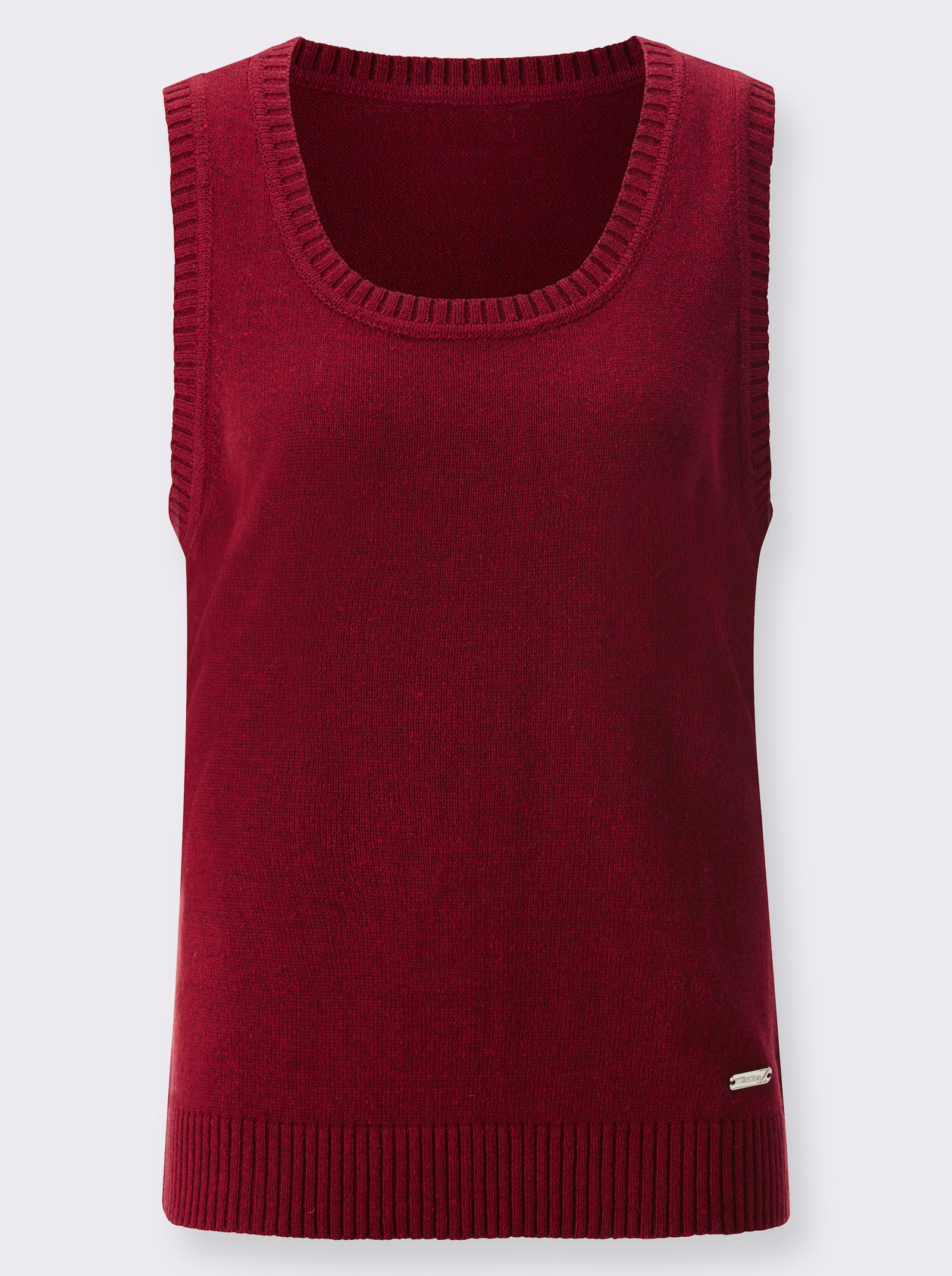 Pullunder aus Melange-Strick - dunkelrot-meliert