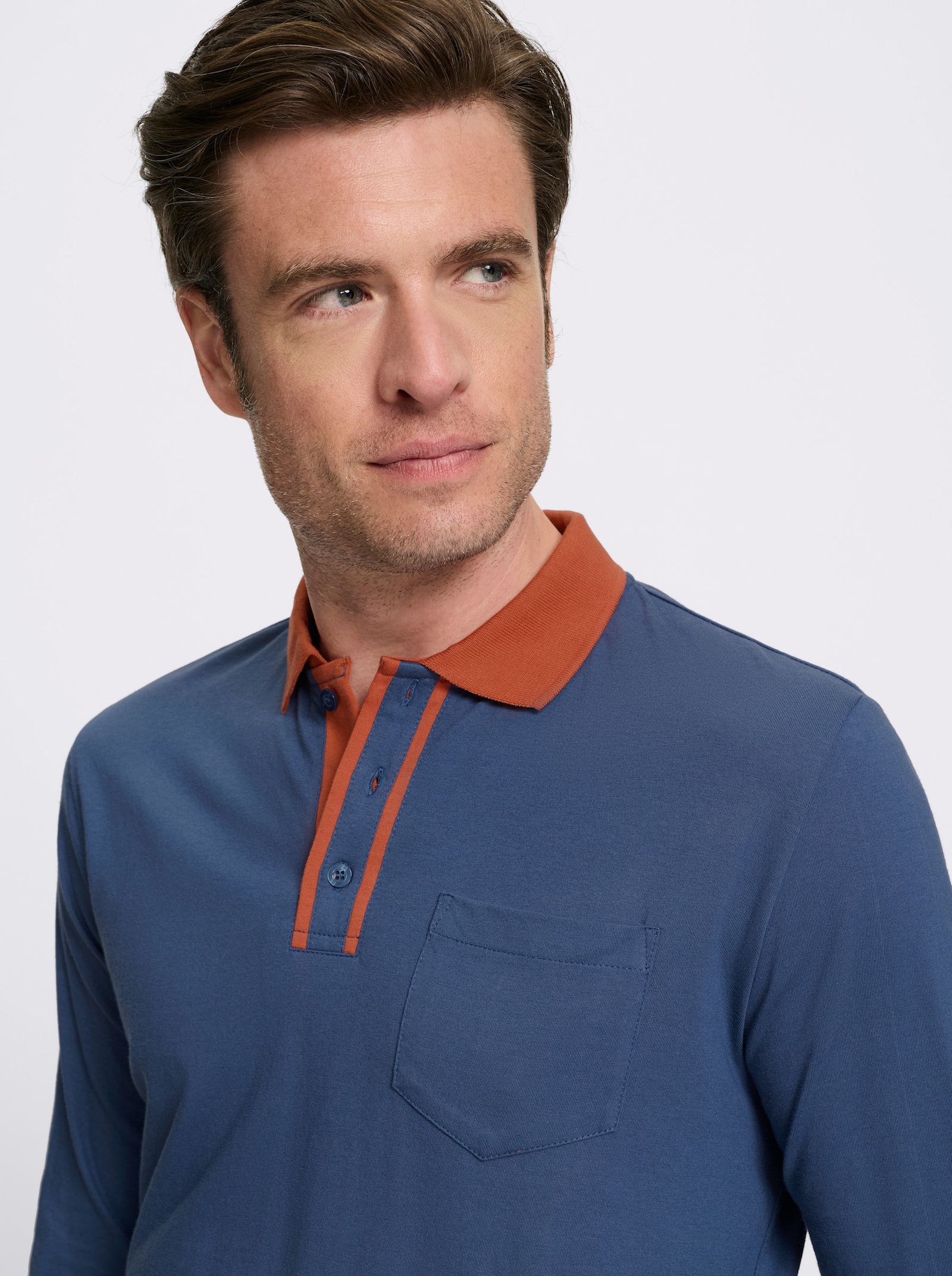 Catamaran Langarm-Poloshirt - jeansblau