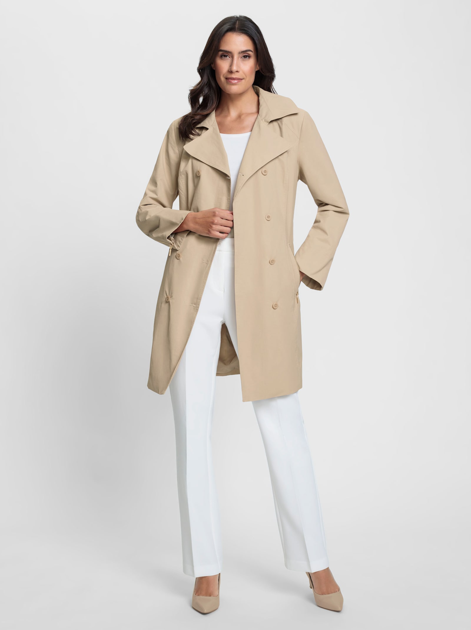 Trenchcoat mit Stoffgürtel - beige