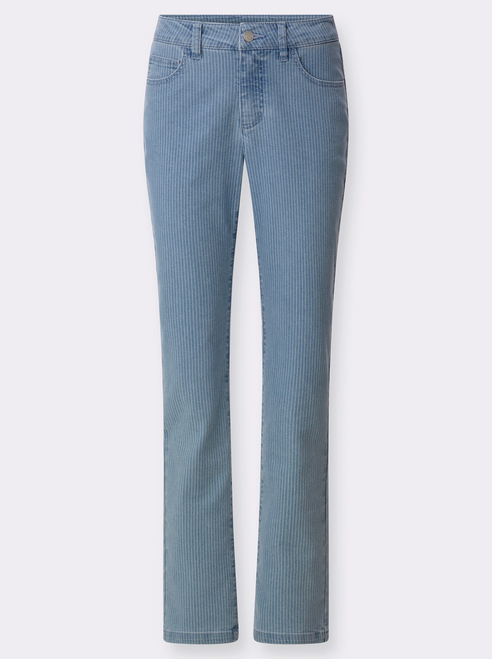Jeans im Streifen-Dessin - blue-bleached-gestreift