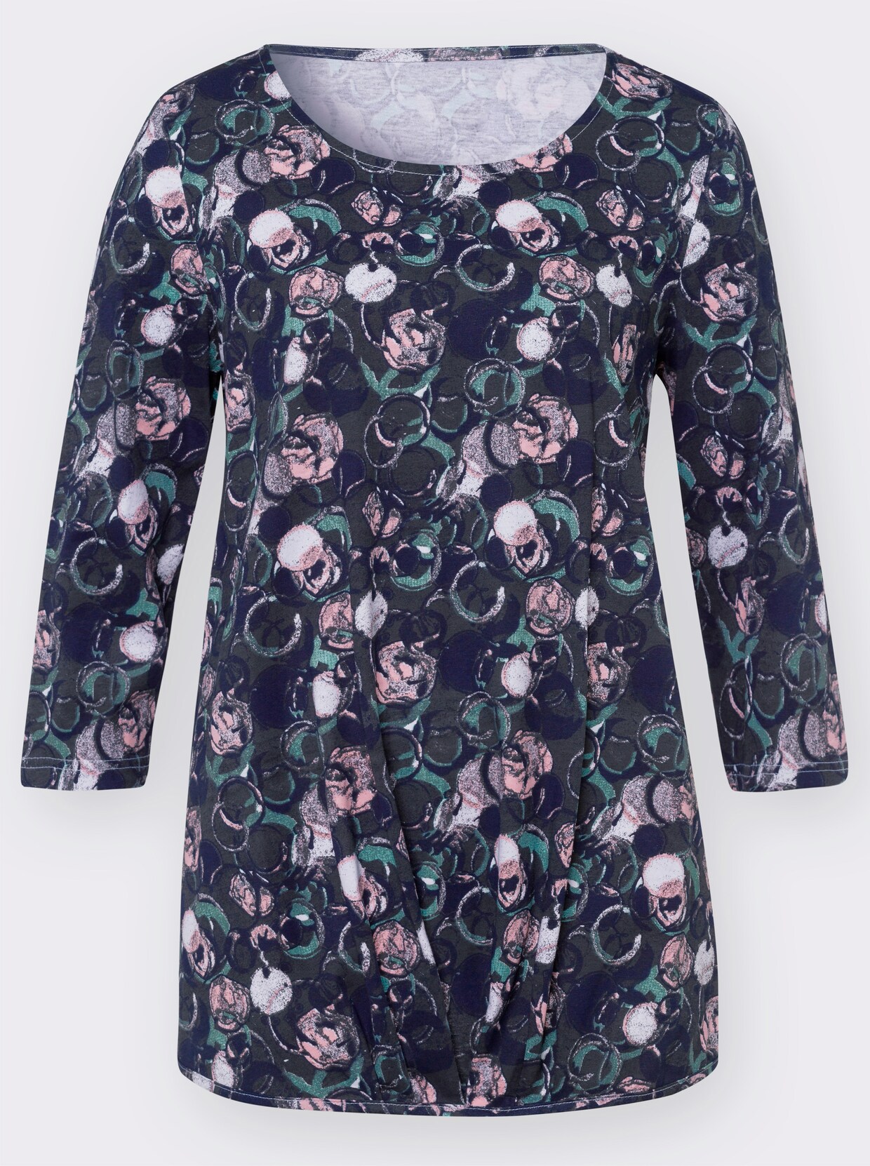 Shirt met ronde hals - antraciet gedessineerd