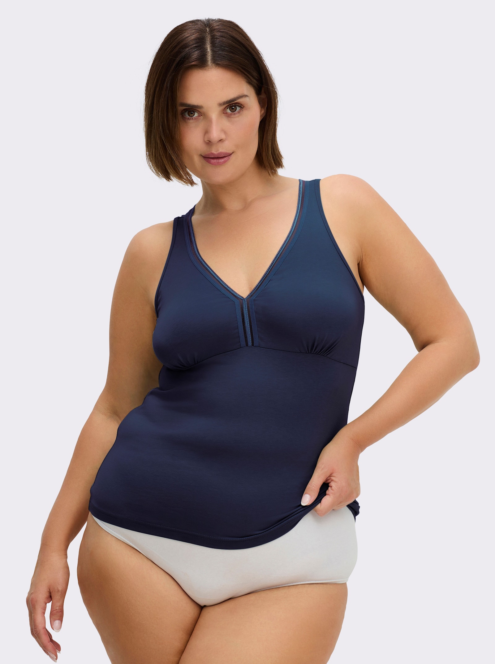 wäschepur BH-Hemd mit elastischem Zierband - marine
