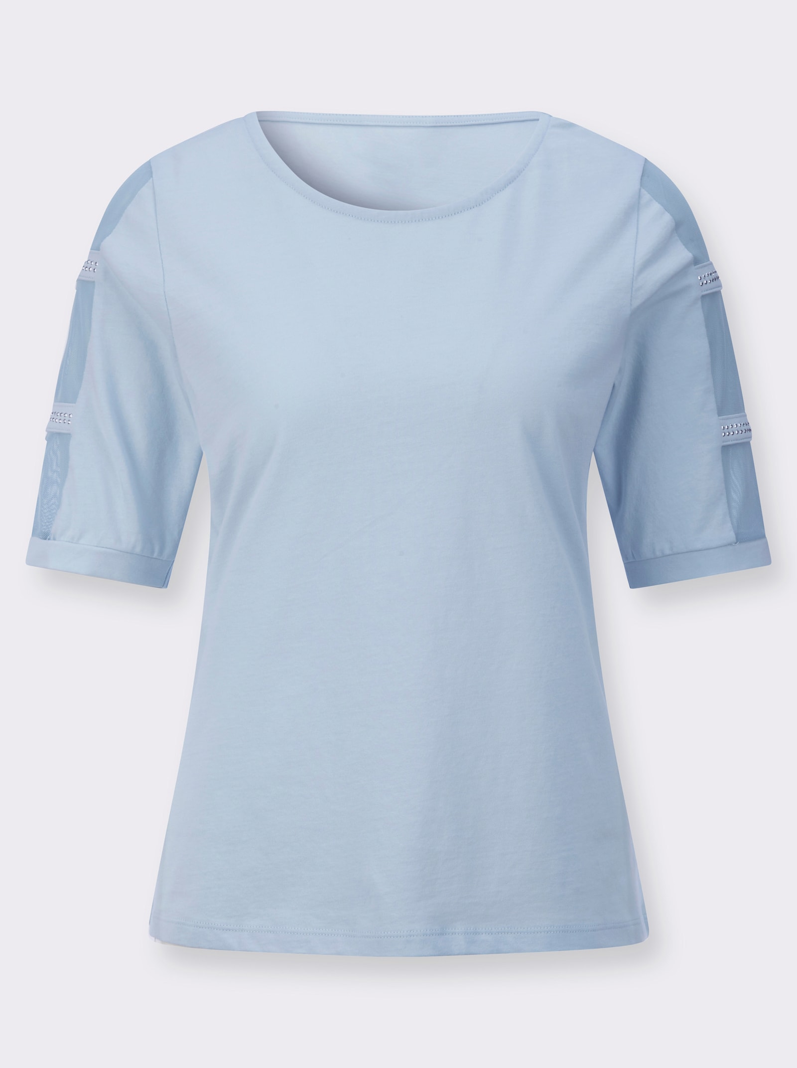 Kurzarmshirt mit Mesh an den Ärmeln - hellblau