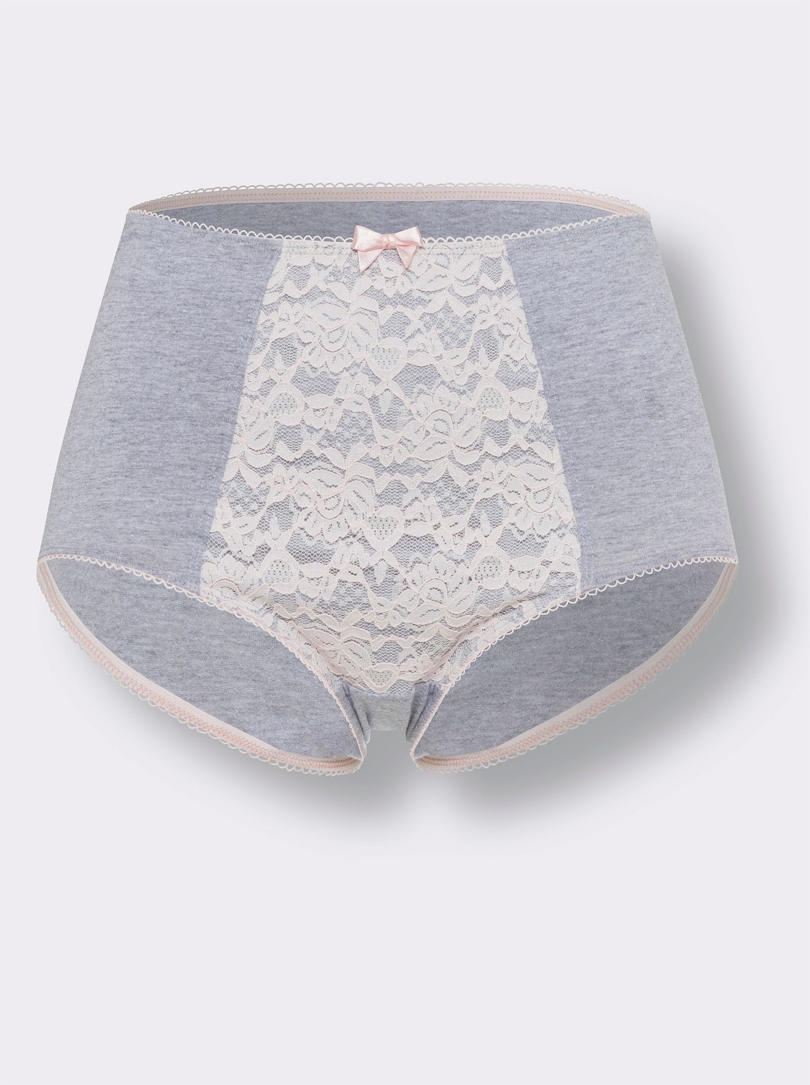 Taillenslip im 3er-Pack, mit Spitze - hellgrau-meliert