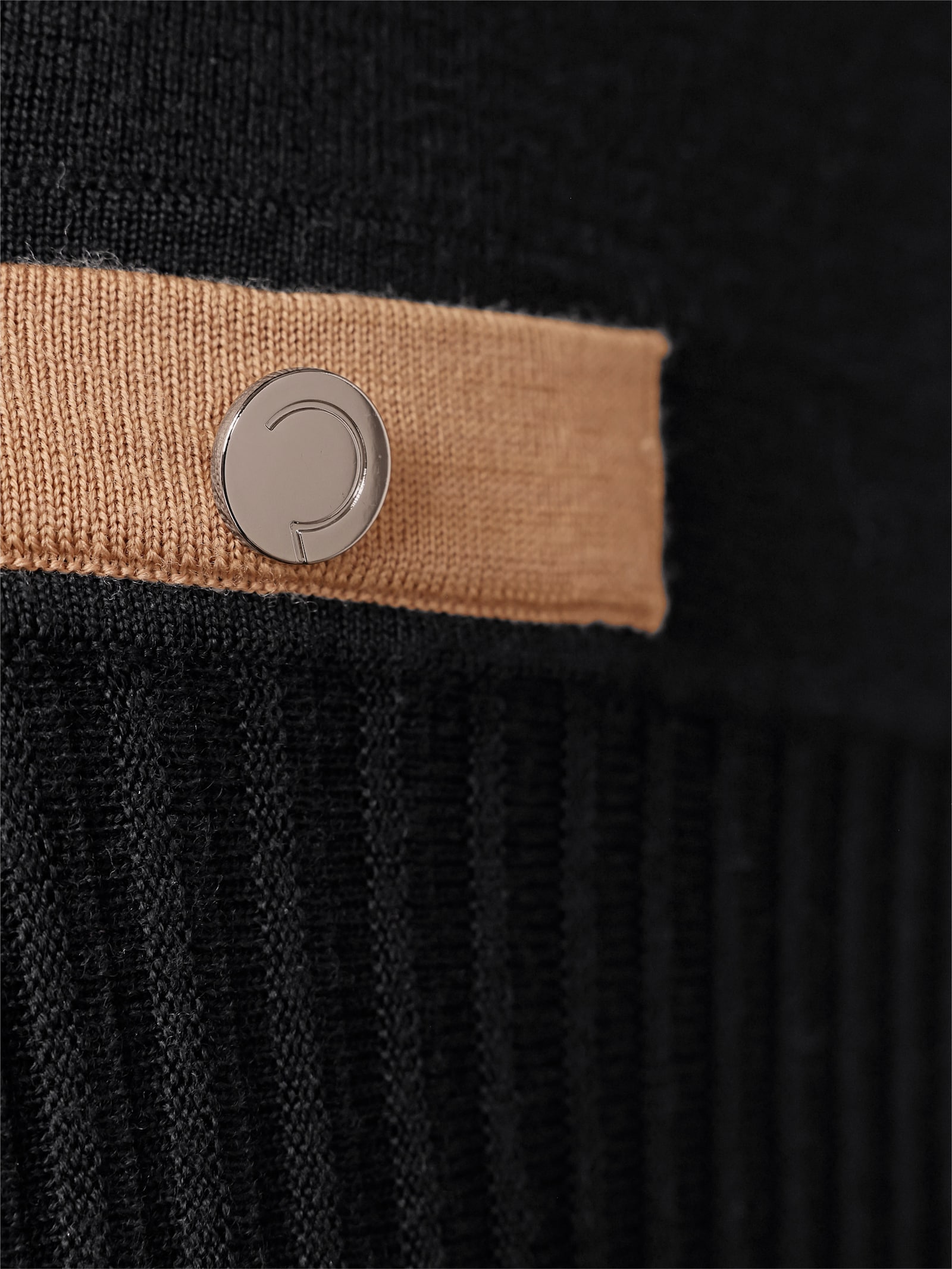 CREATION L PREMIUM Strickkleid aus Merinowolle - schwarz-camel-gemustert