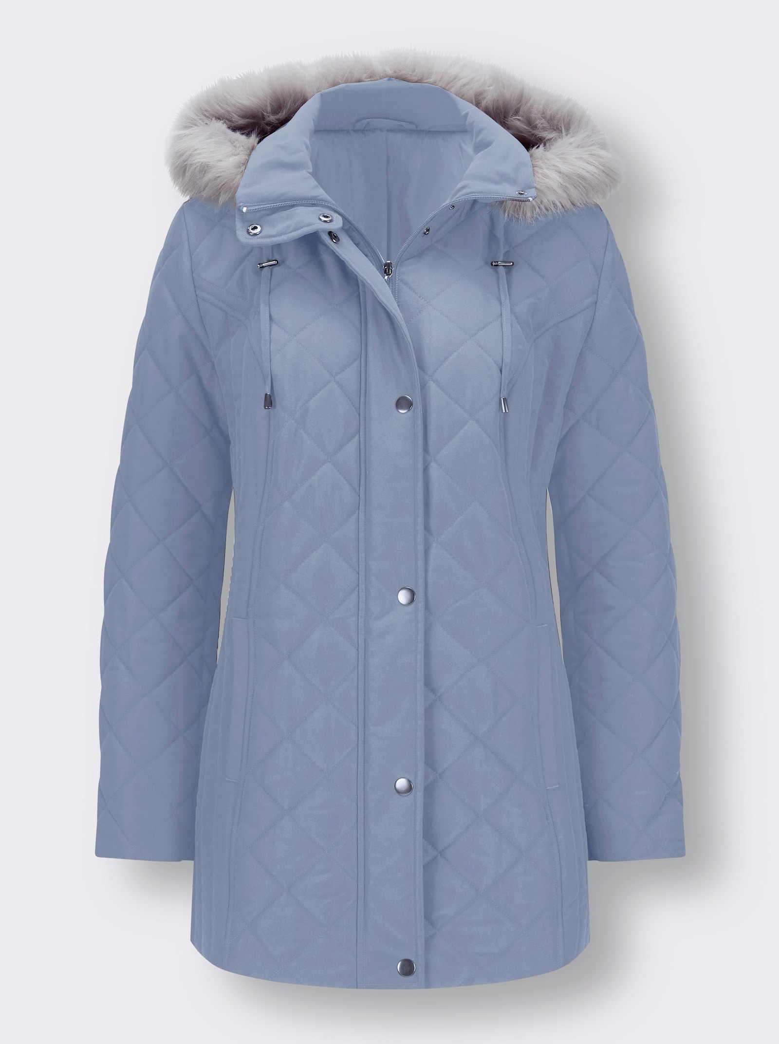 Steppjacke mit abnehmbarer Kapuze - taubenblau