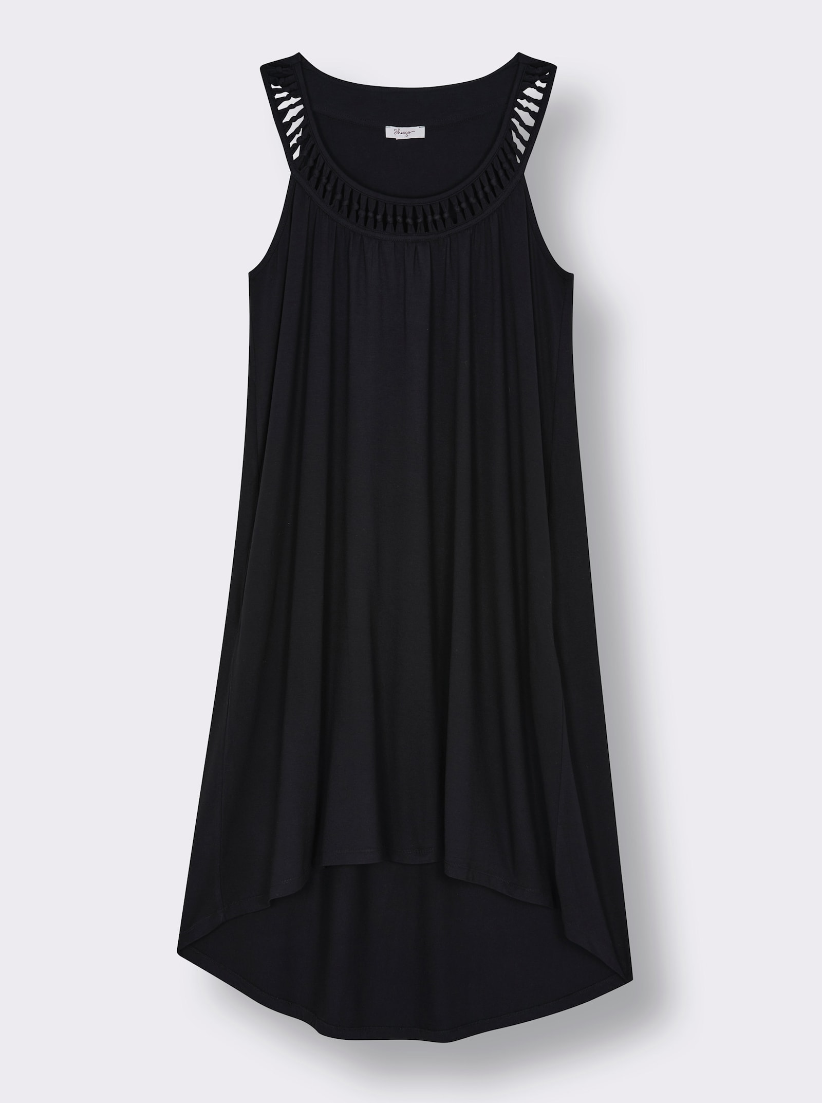 sheego Jerseykleid mit raffiniertem Ausschitt - schwarz