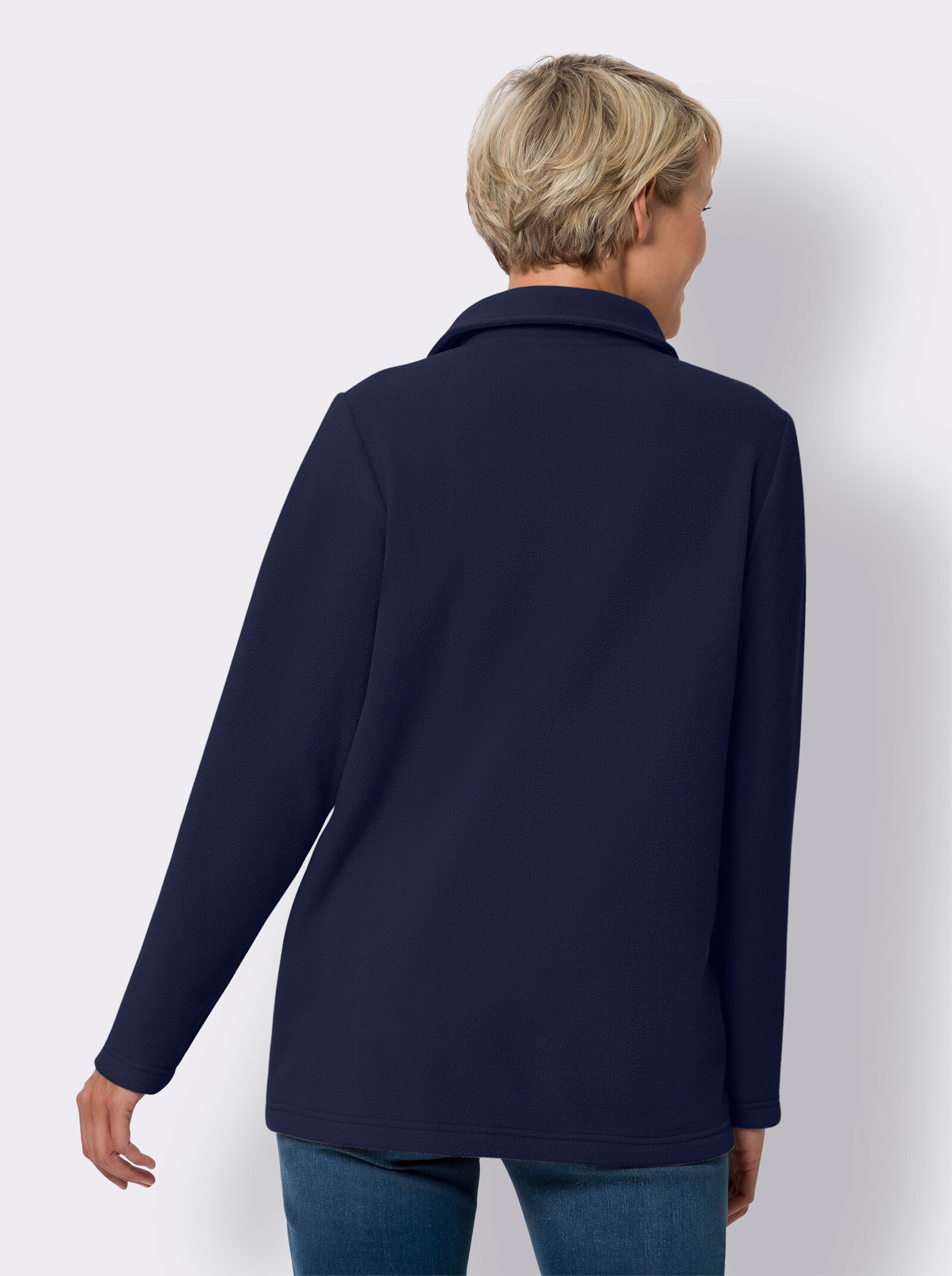 Fleeceshirt met schipperskraag - marine