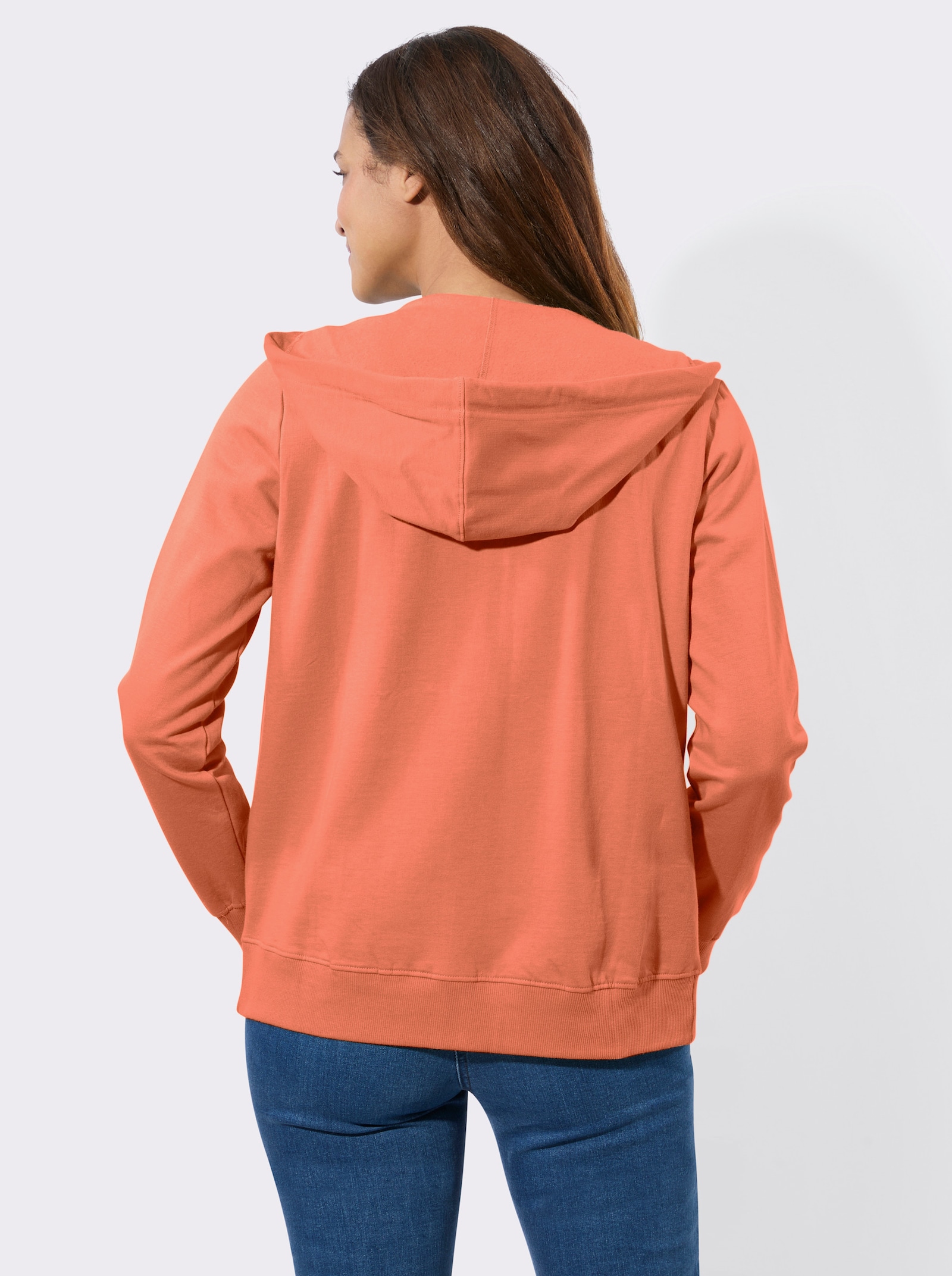 Sweatjacke mit Känguru-Taschen - papaya
