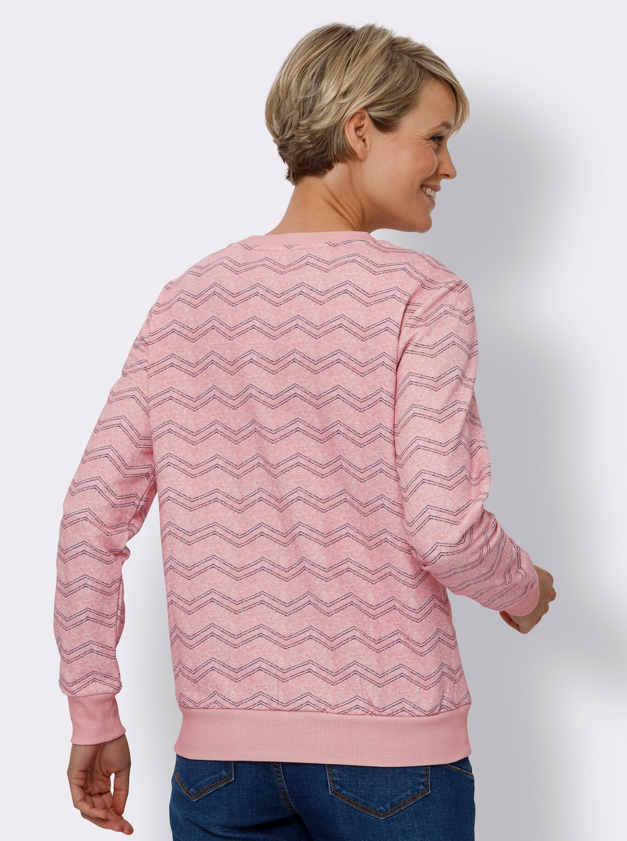 Sweatshirt - rosenkvarts-marin-med tryck