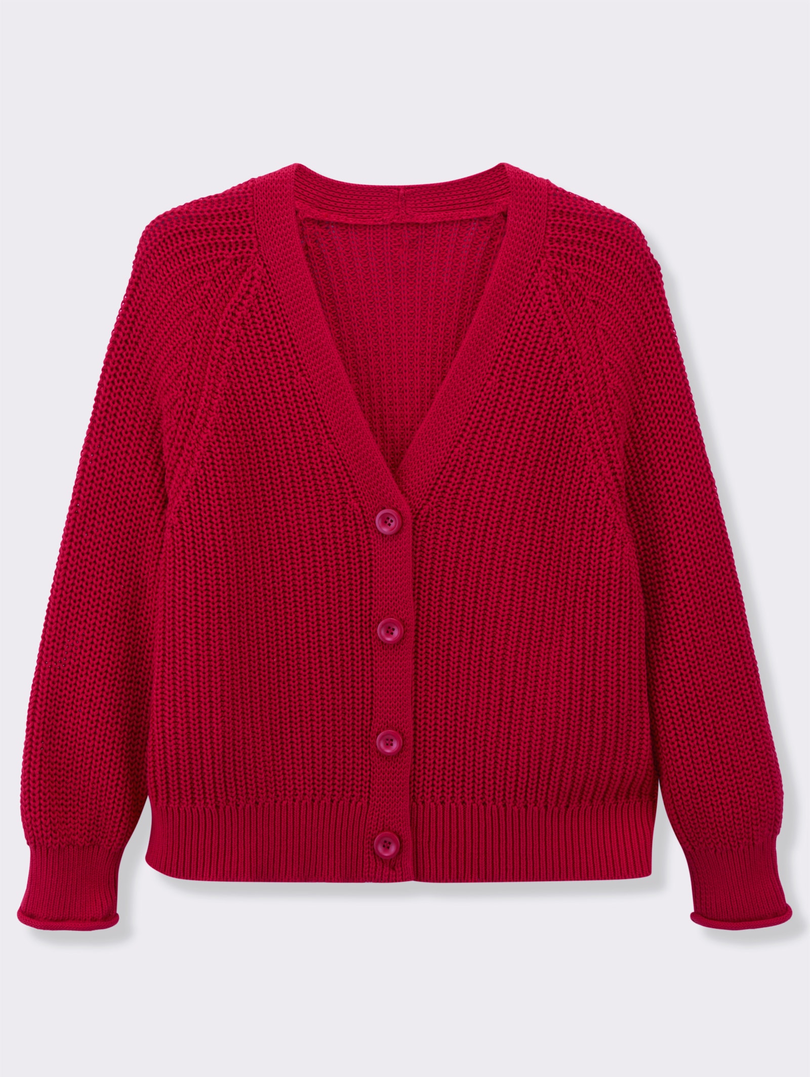 Strickjacke in Grobstrick-Muster - rot