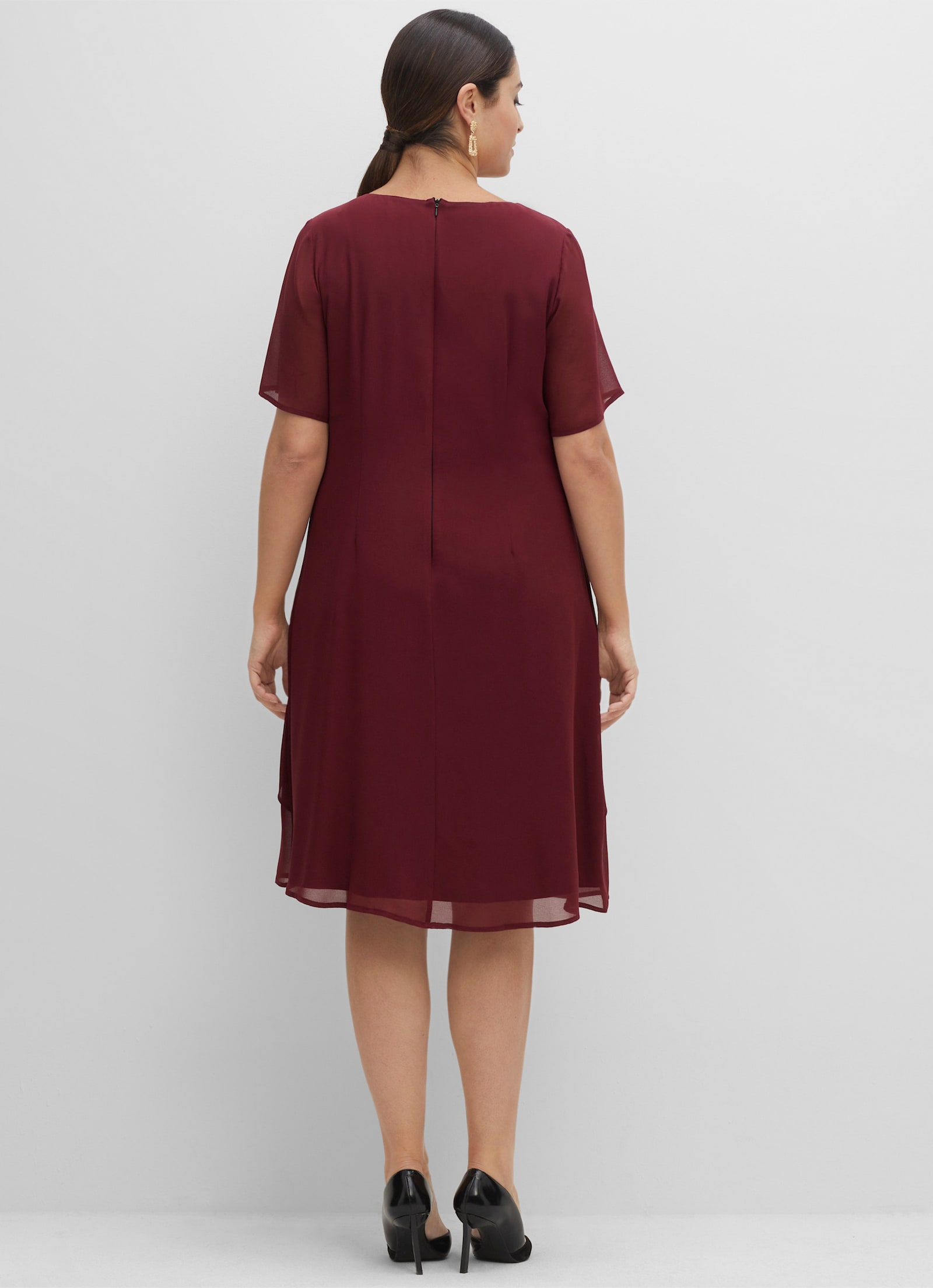 sheego Robe de cocktail en mousseline - lie de vin