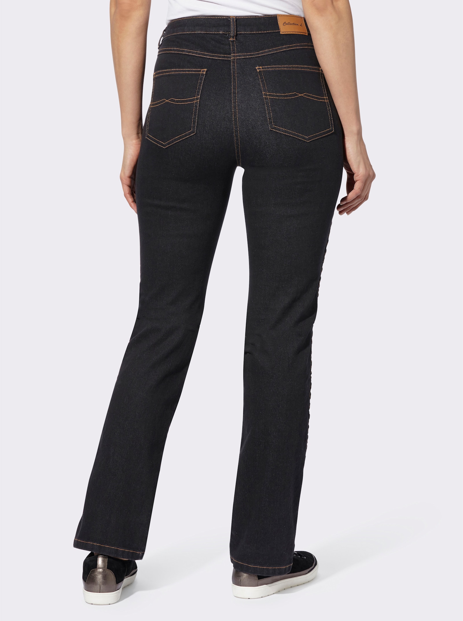 5-Pocket-Jeans mit Flechtverzierung an den Seiten - black-denim