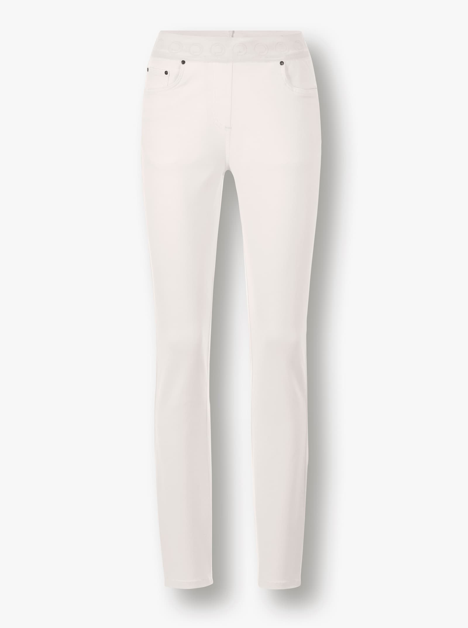 CREATION L PREMIUM Schlupfjeans mit CLP-Schriftzug rundum - ecru