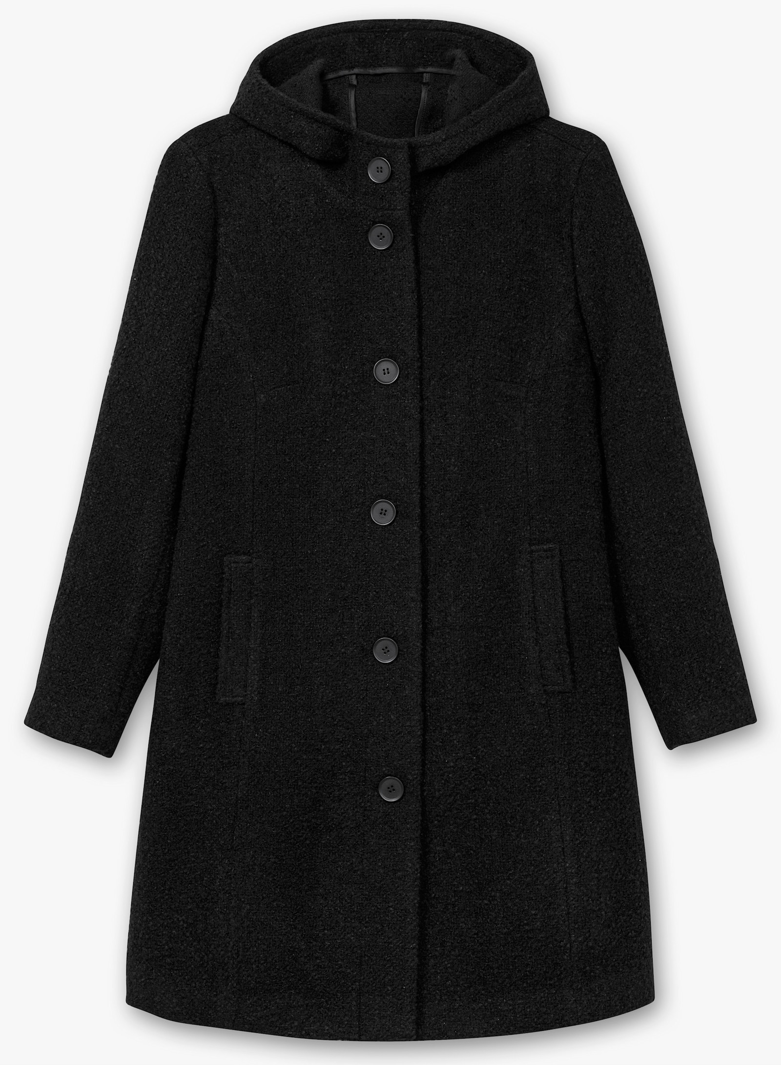 sheego Korte mantel van bouclé - zwart