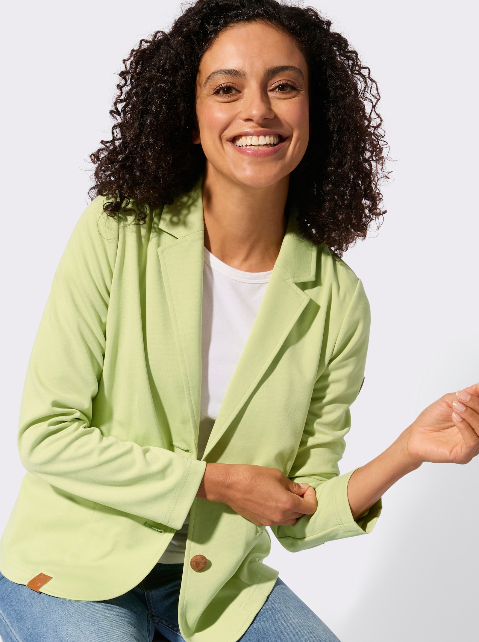 Jerseyblazer in Interlock-Qualität - pistazie