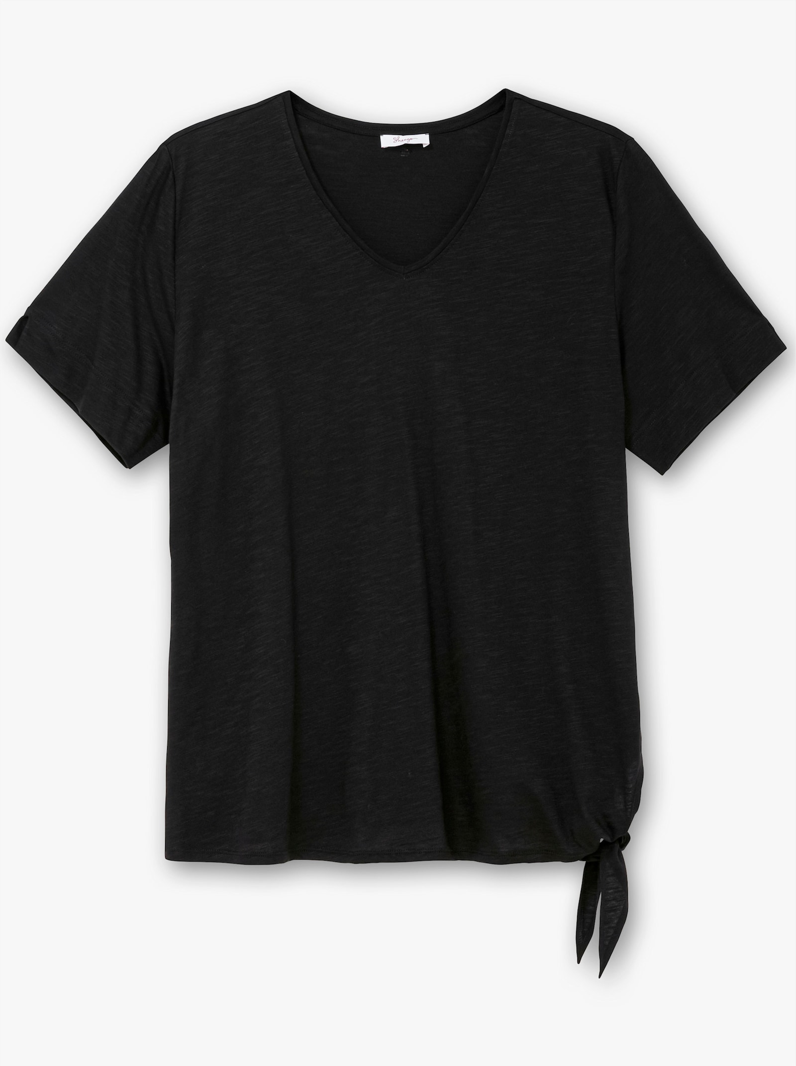 sheego Kurzarmshirt aus Flammgarn-Jersey - schwarz