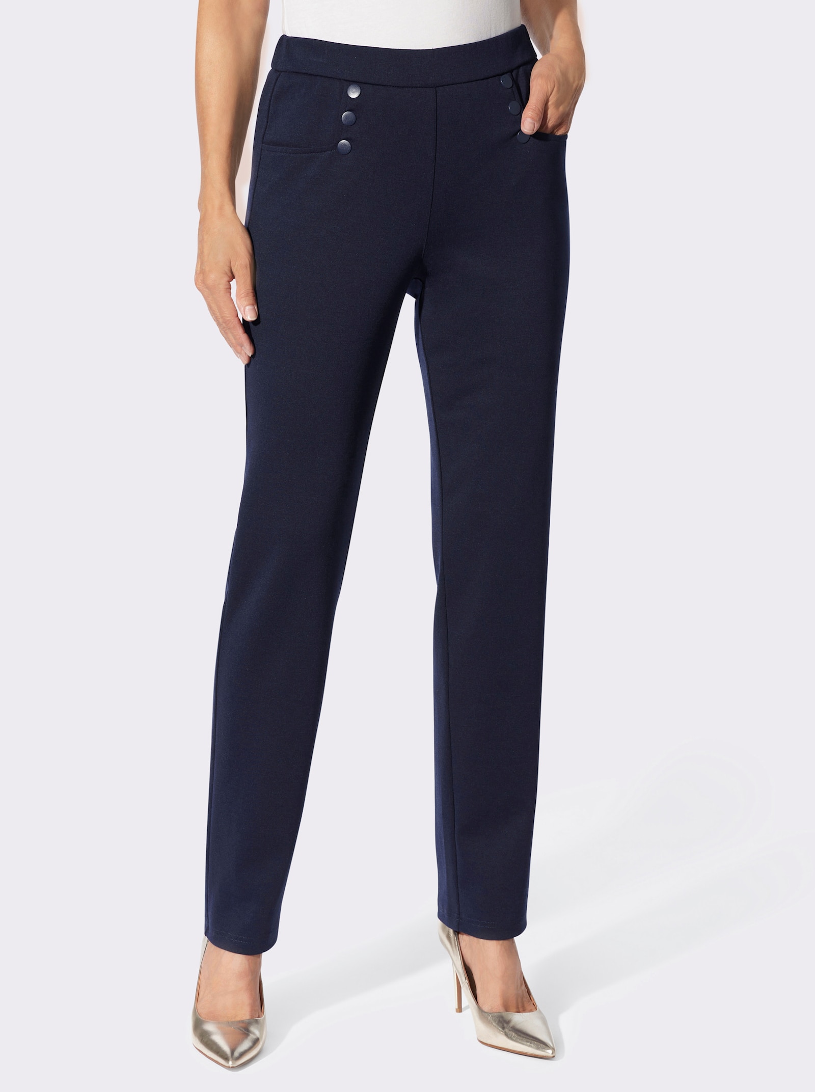 Jerseyhose mit Zierknöpfen bei den Taschen - marine