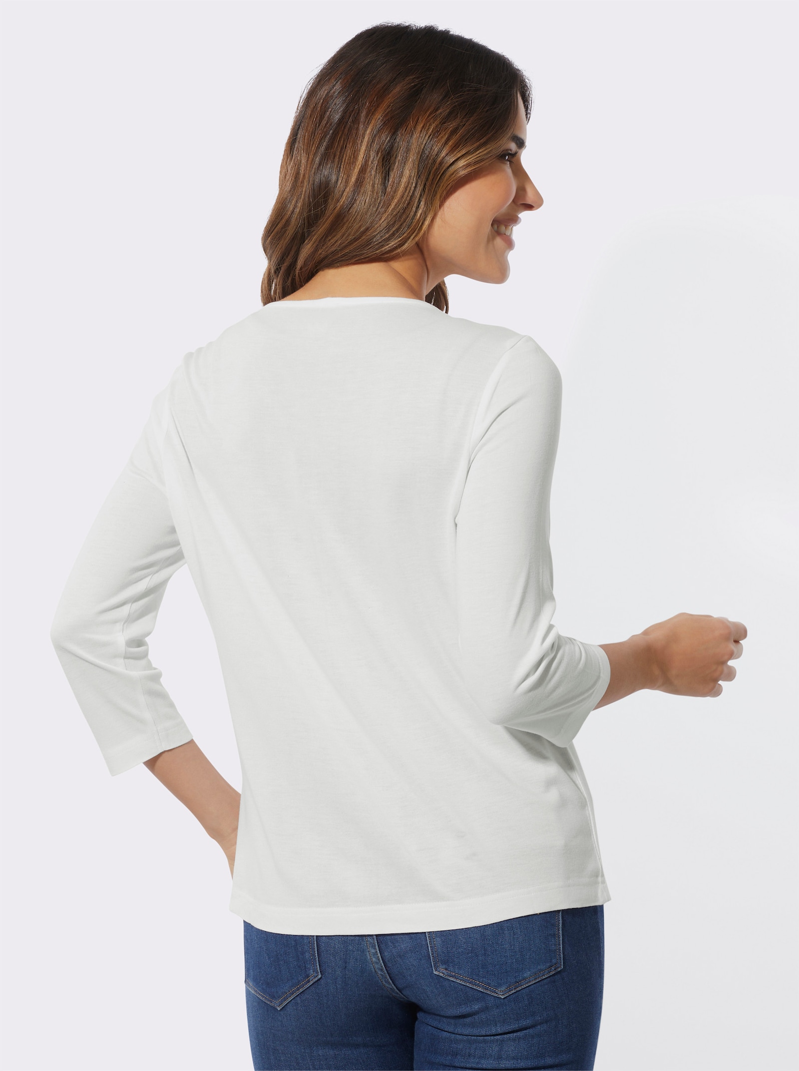 V-Shirt mit Falte im Vorderteil - ecru