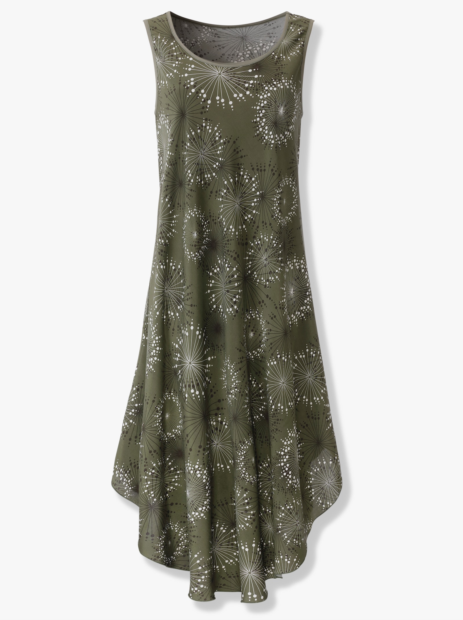 Druckkleid mit Blüten-Muster, figurumspielend - khaki-graphit-bedruckt