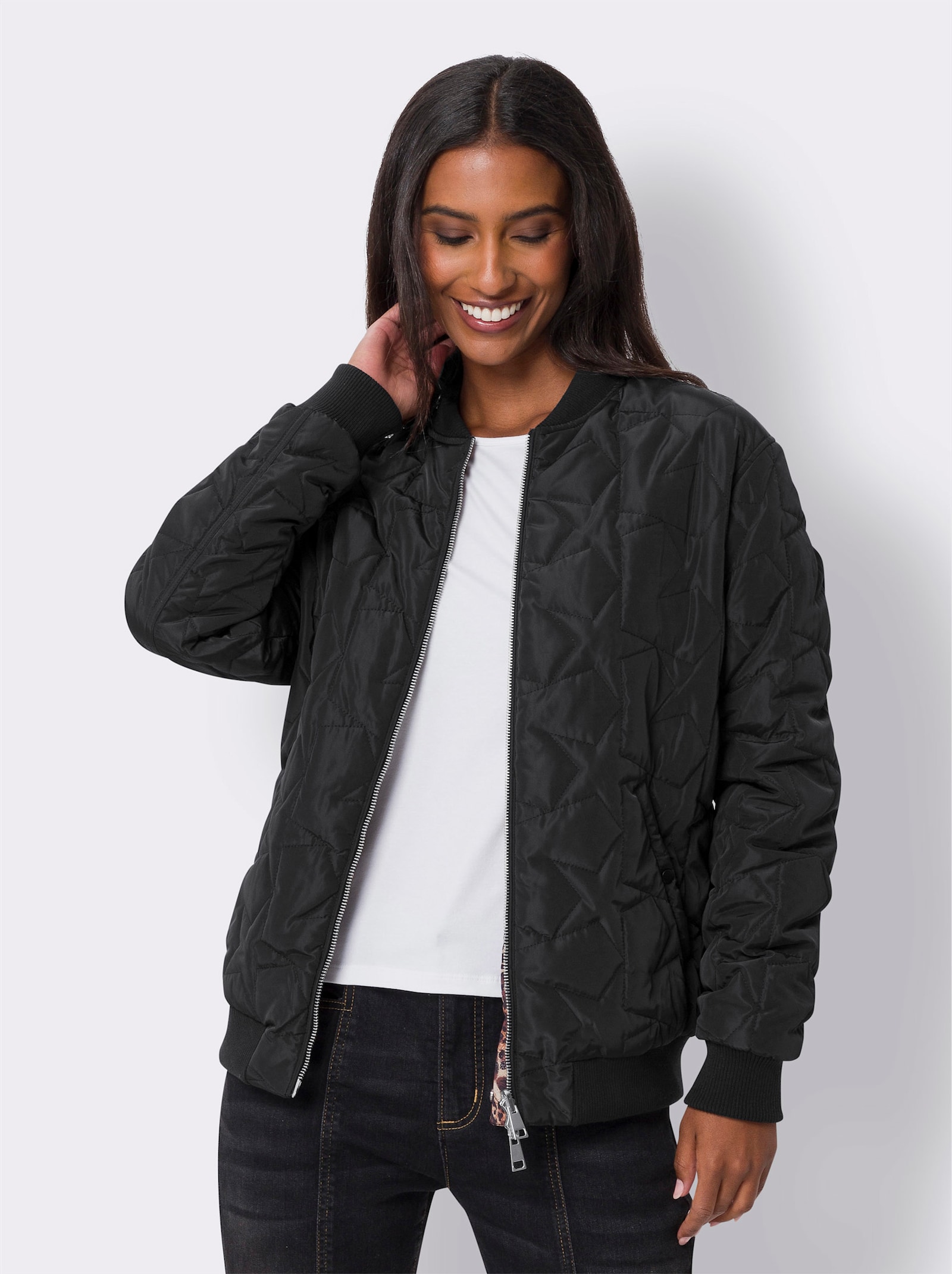 heine Wendejacke mit kurzem Stehkragen - schwarz