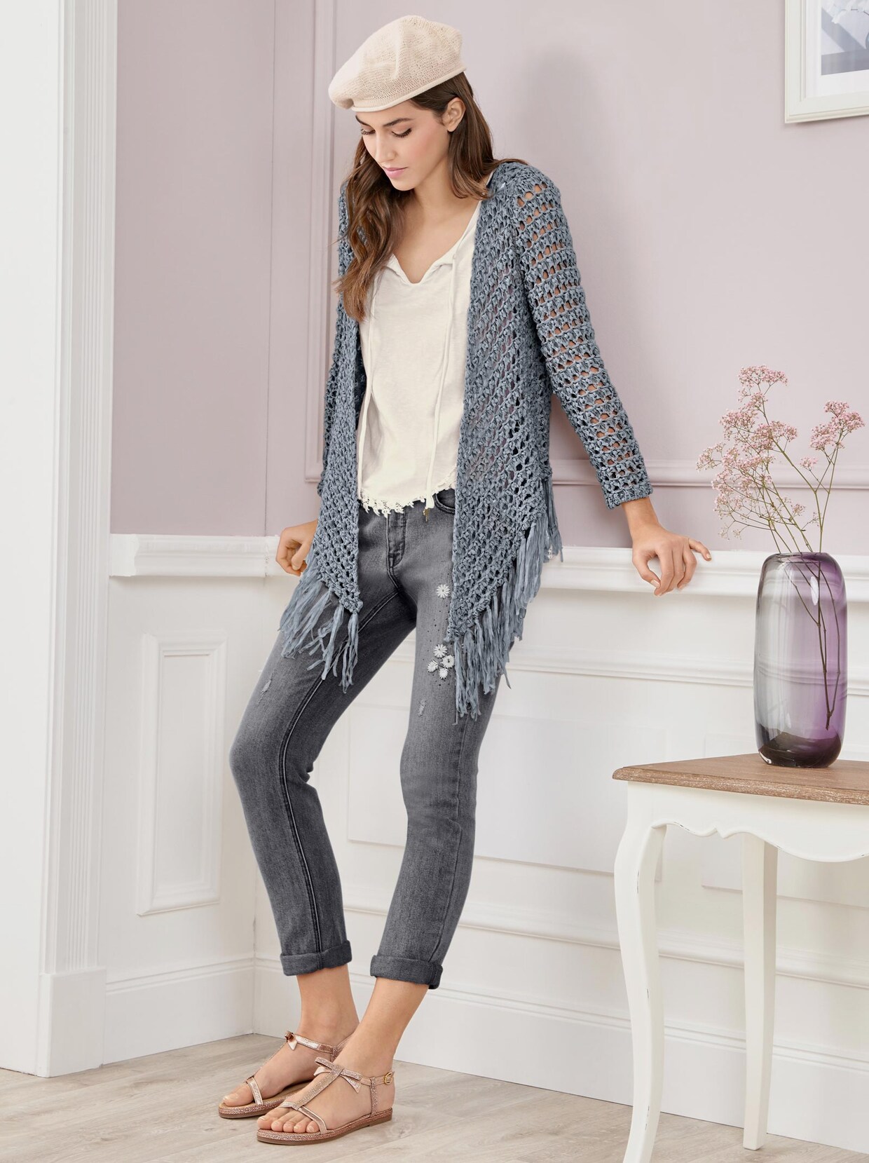 Linea Tesini Strickjacke - jeansblau