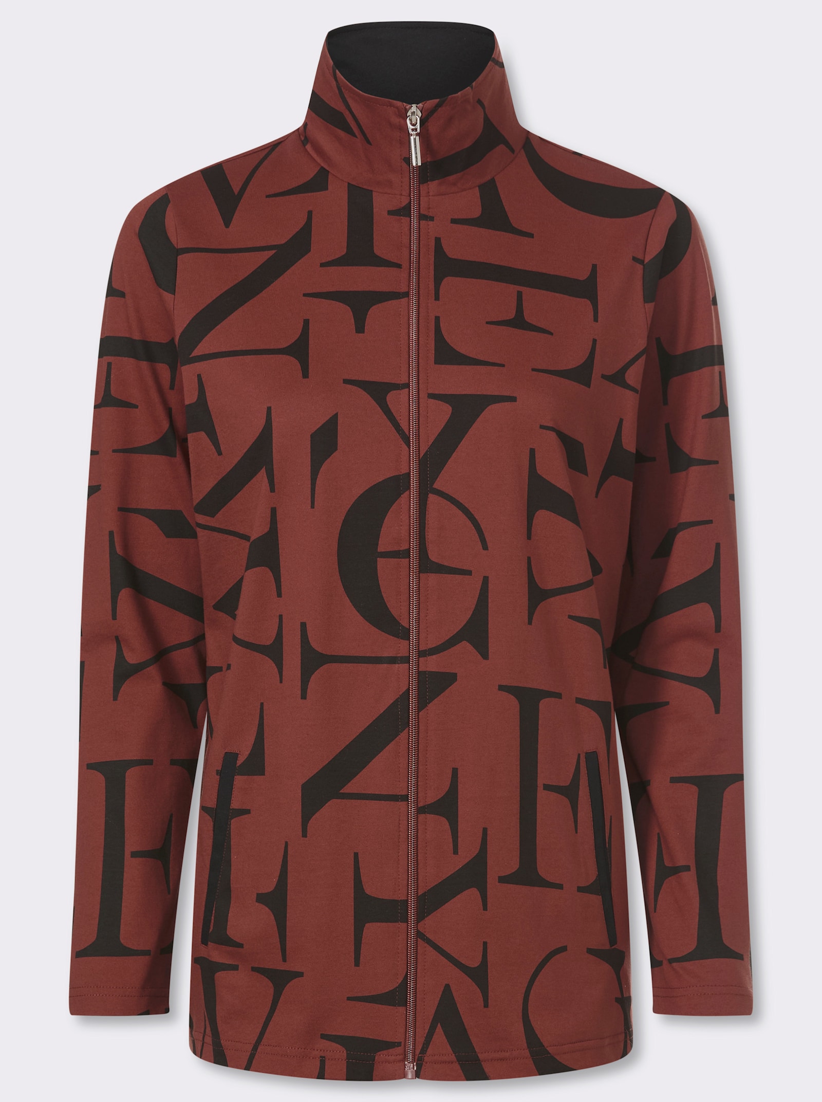 Shirtjacke mit Lettering-Druck - rotbraun-schwarz-bedruckt