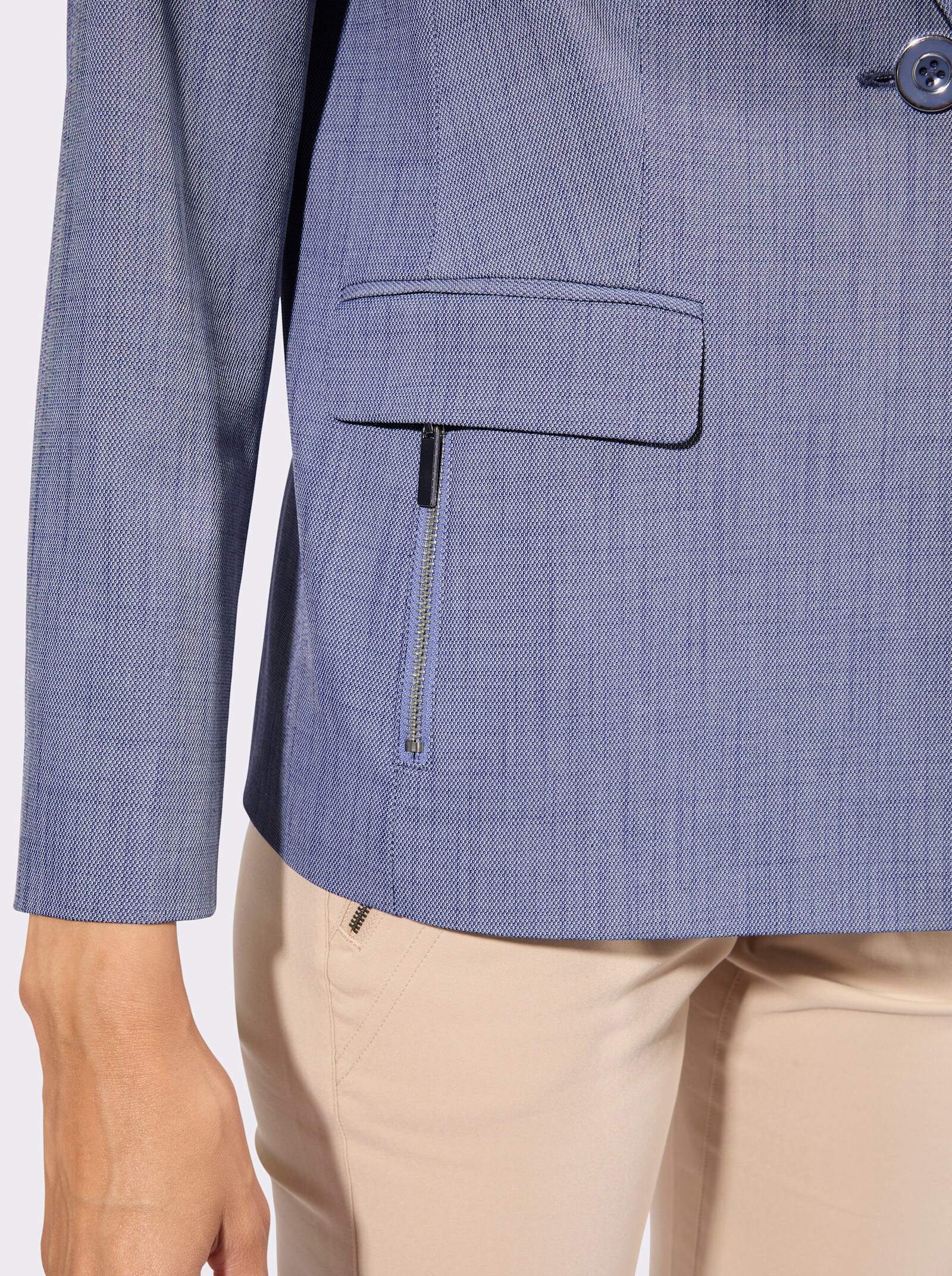 Blazer mit dezenten Schulterpolstern - taubenblau-meliert