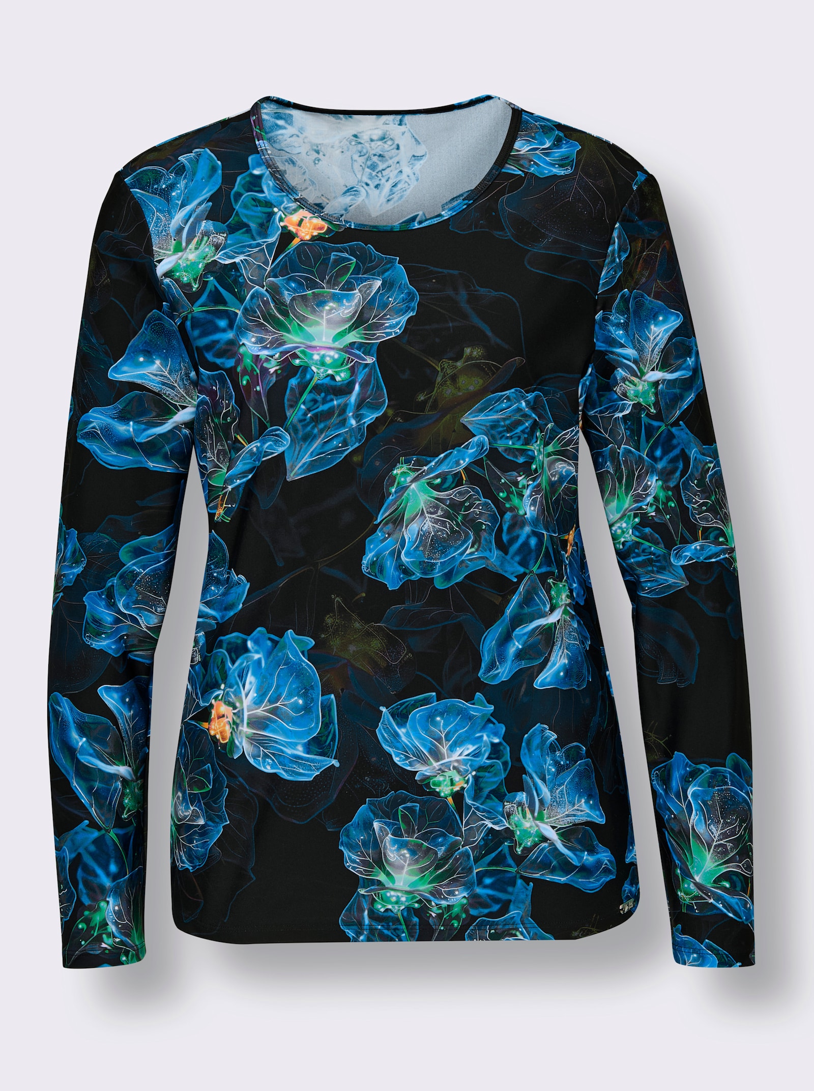 Badeshirt mit UV-Schutz - schwarz-topas-bedruckt