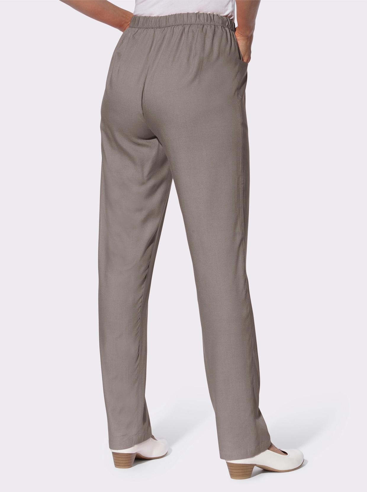 comfortbroek - taupe + taupe bedrukt
