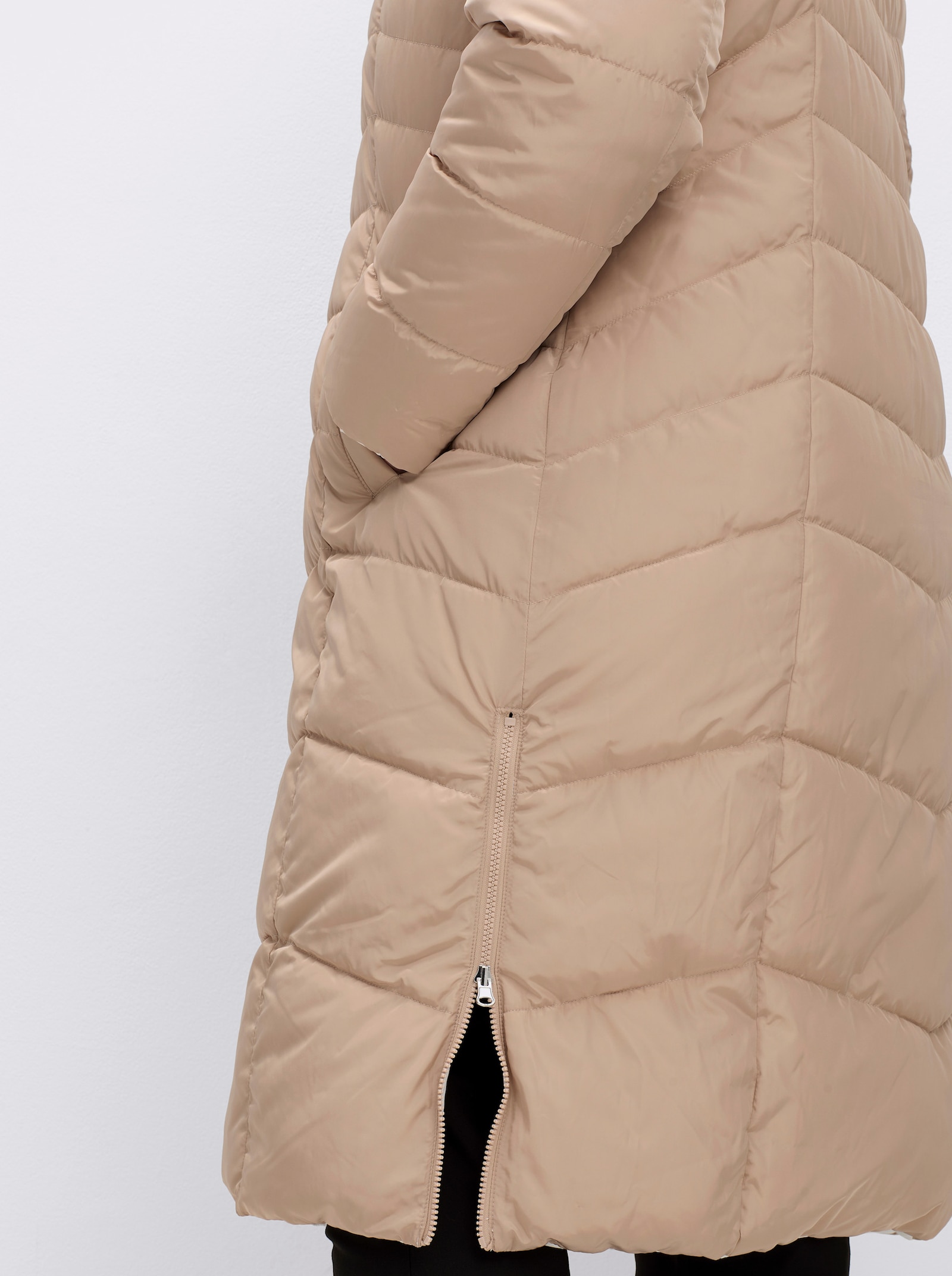 Steppmantel mit Wende-Funktion - ecru-taupe