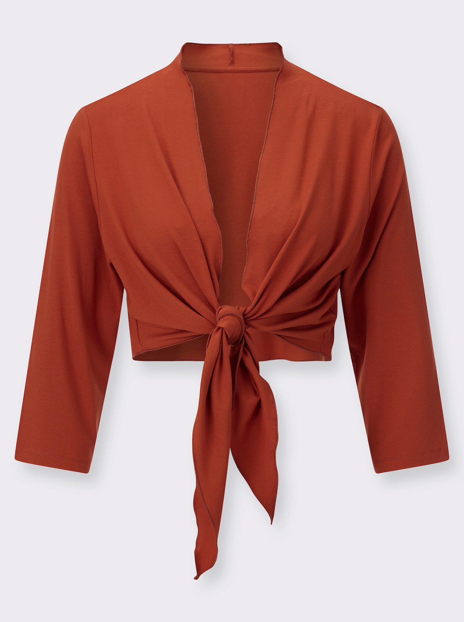 Bolero mit schrägem Saum - rotbraun