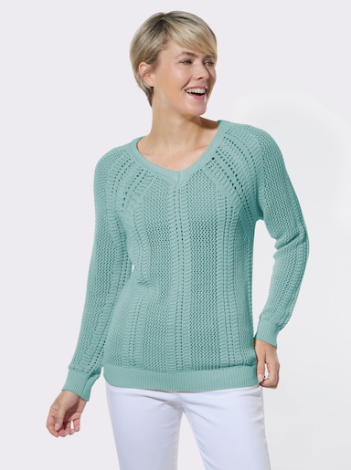 Ajourpullover mit Raglanärmel - mint