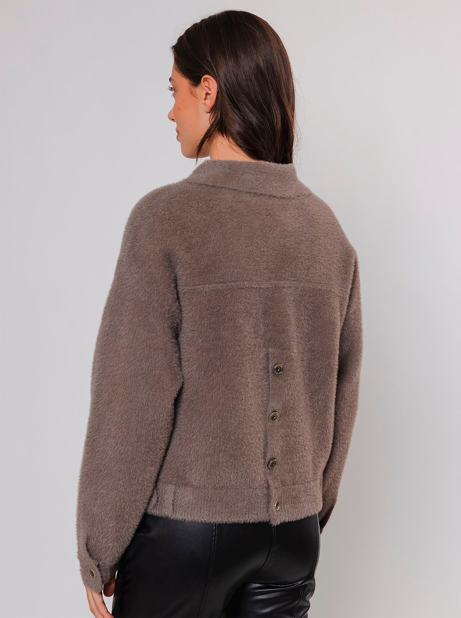Rino & Pelle Strickjacke mit Flauschgarn - taupe