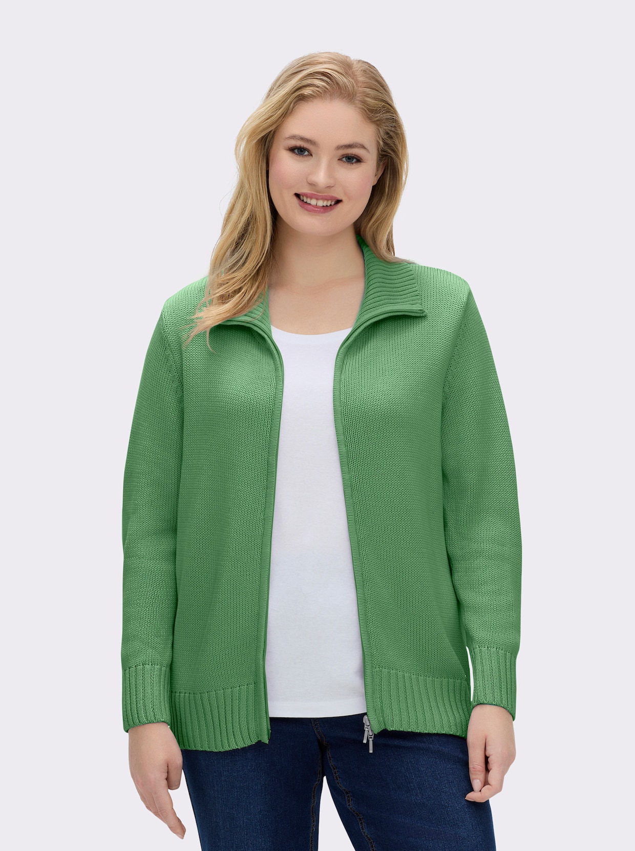 Strickjacke mit 2-Wege-Reißverschluss - apfel