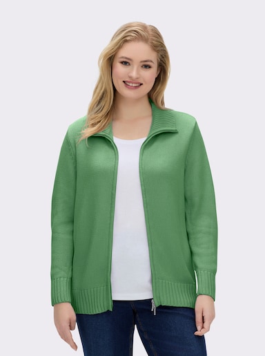 Strickjacke mit 2-Wege-Reißverschluss - apfel
