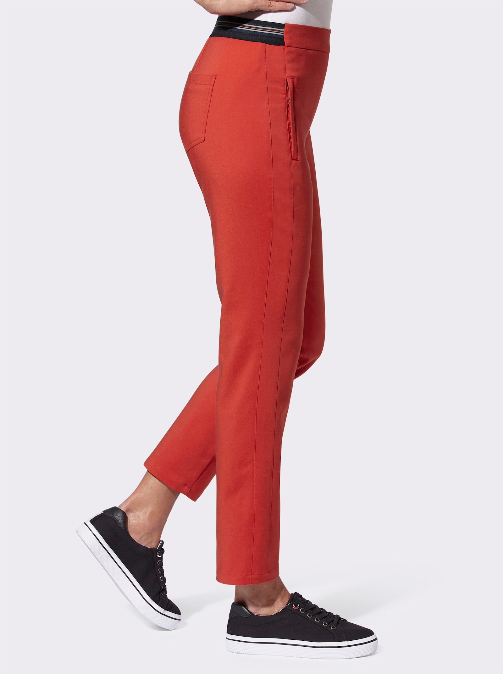 Comfortbroek met ritszakken - rood
