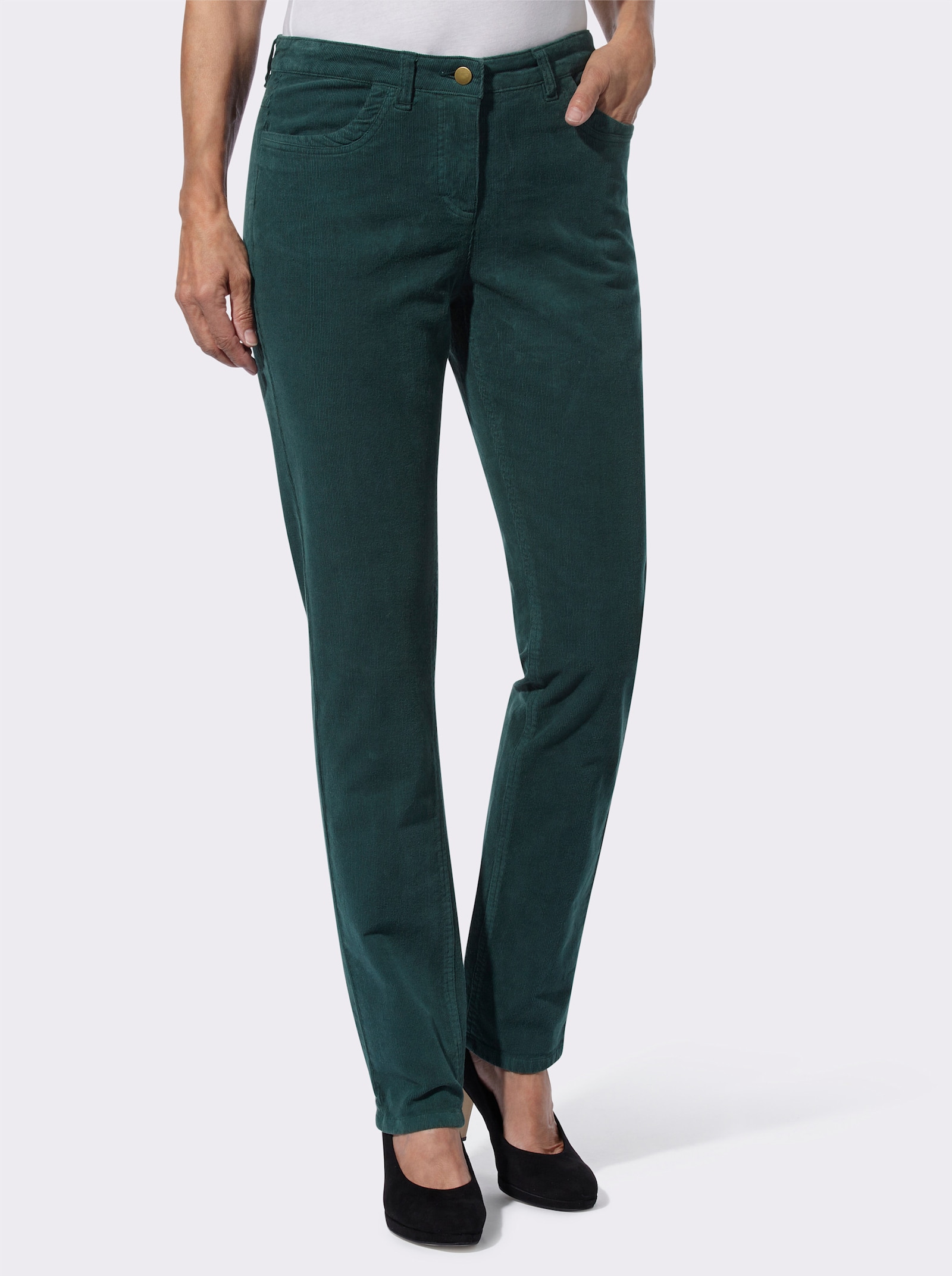 Ribcordbroek in stretchkwaliteit - petrol