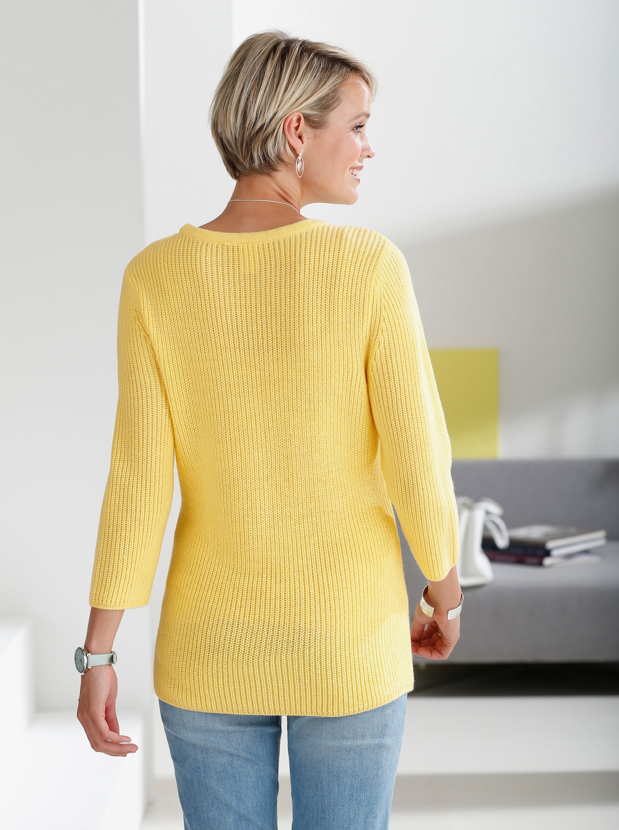 Pletený pulóver - žltá