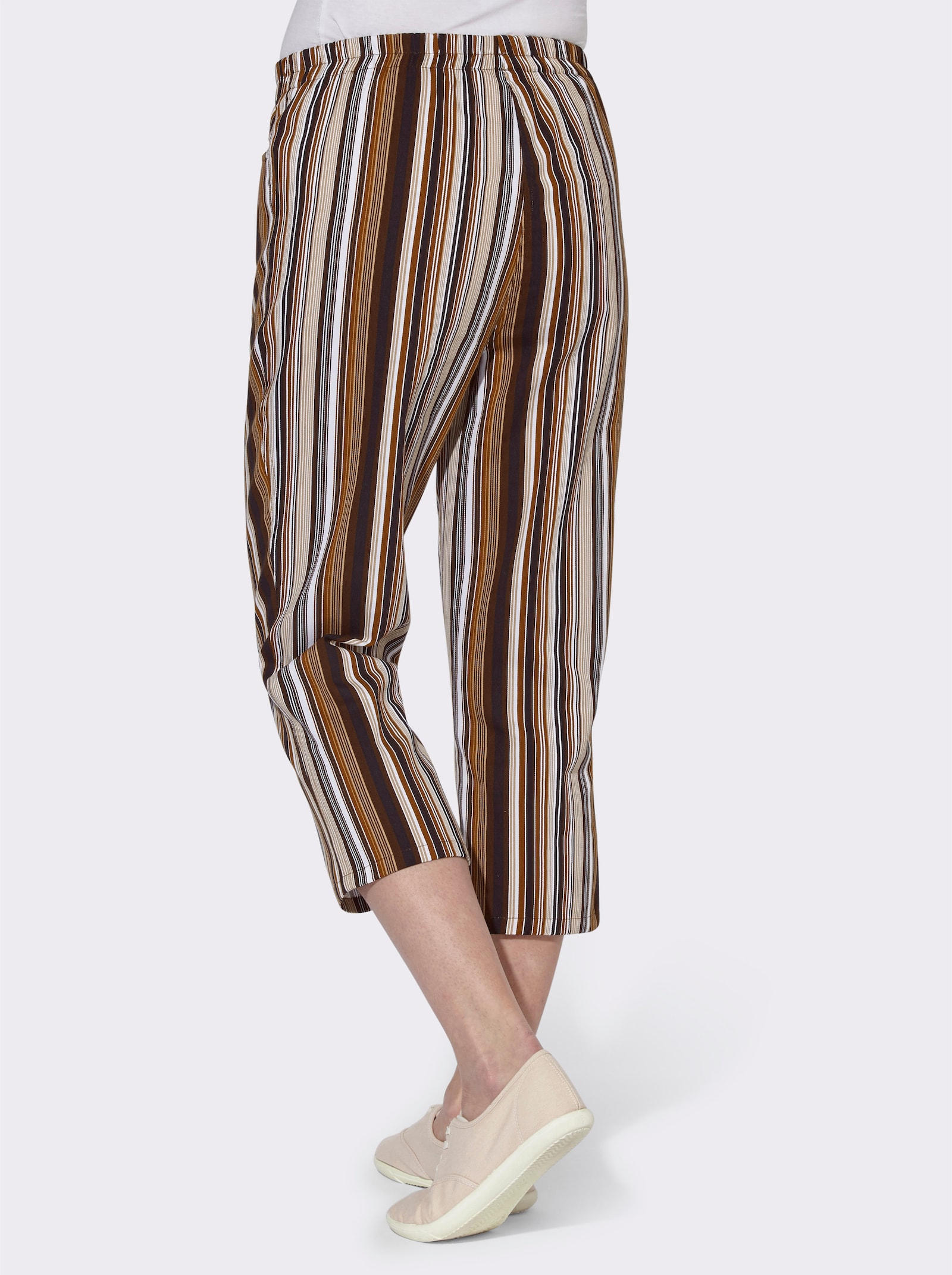 Capribroek van puur katoen - donkerbruin gestreept