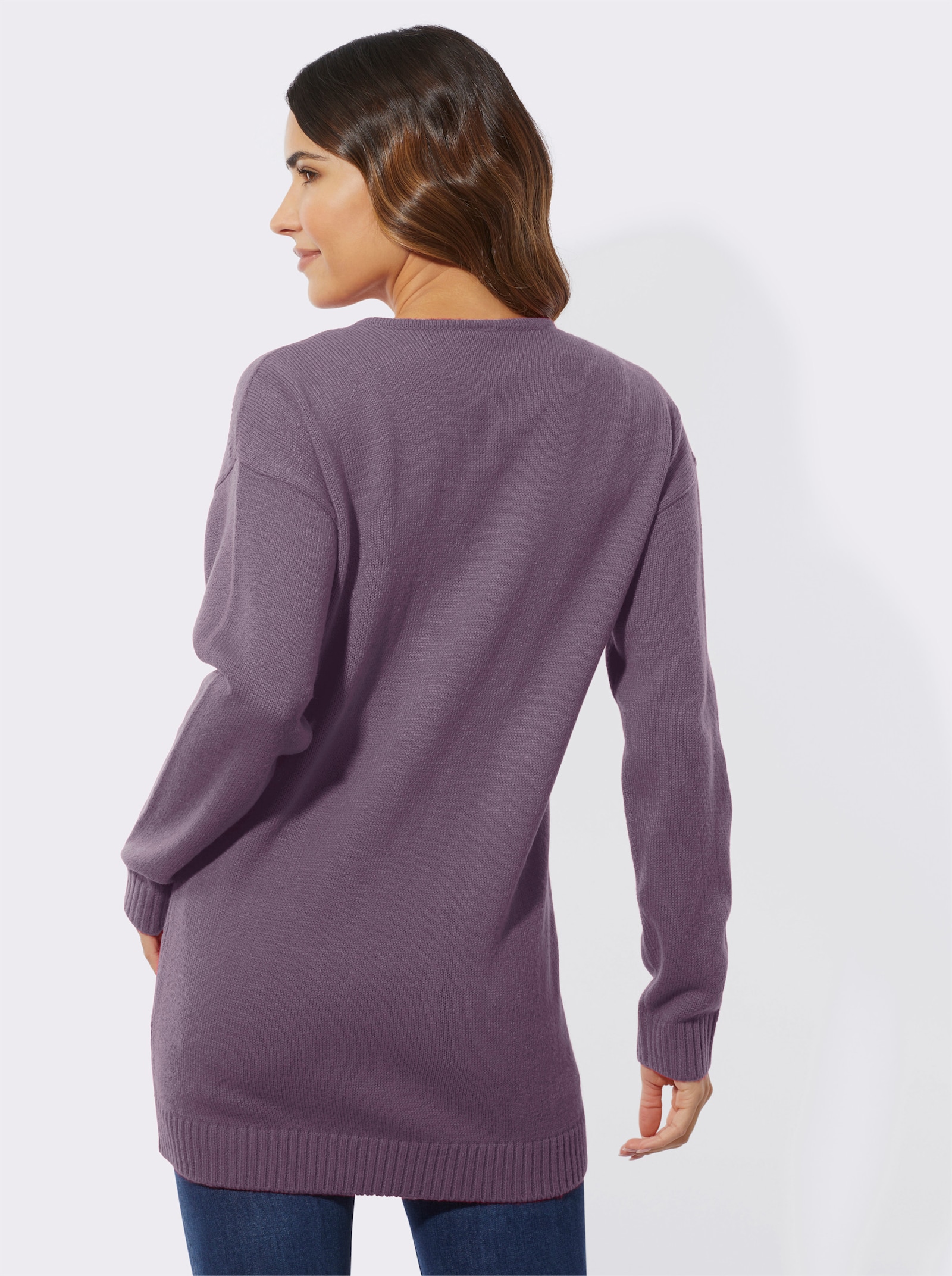 Longpullover mit Ajour-Herzchen - feige