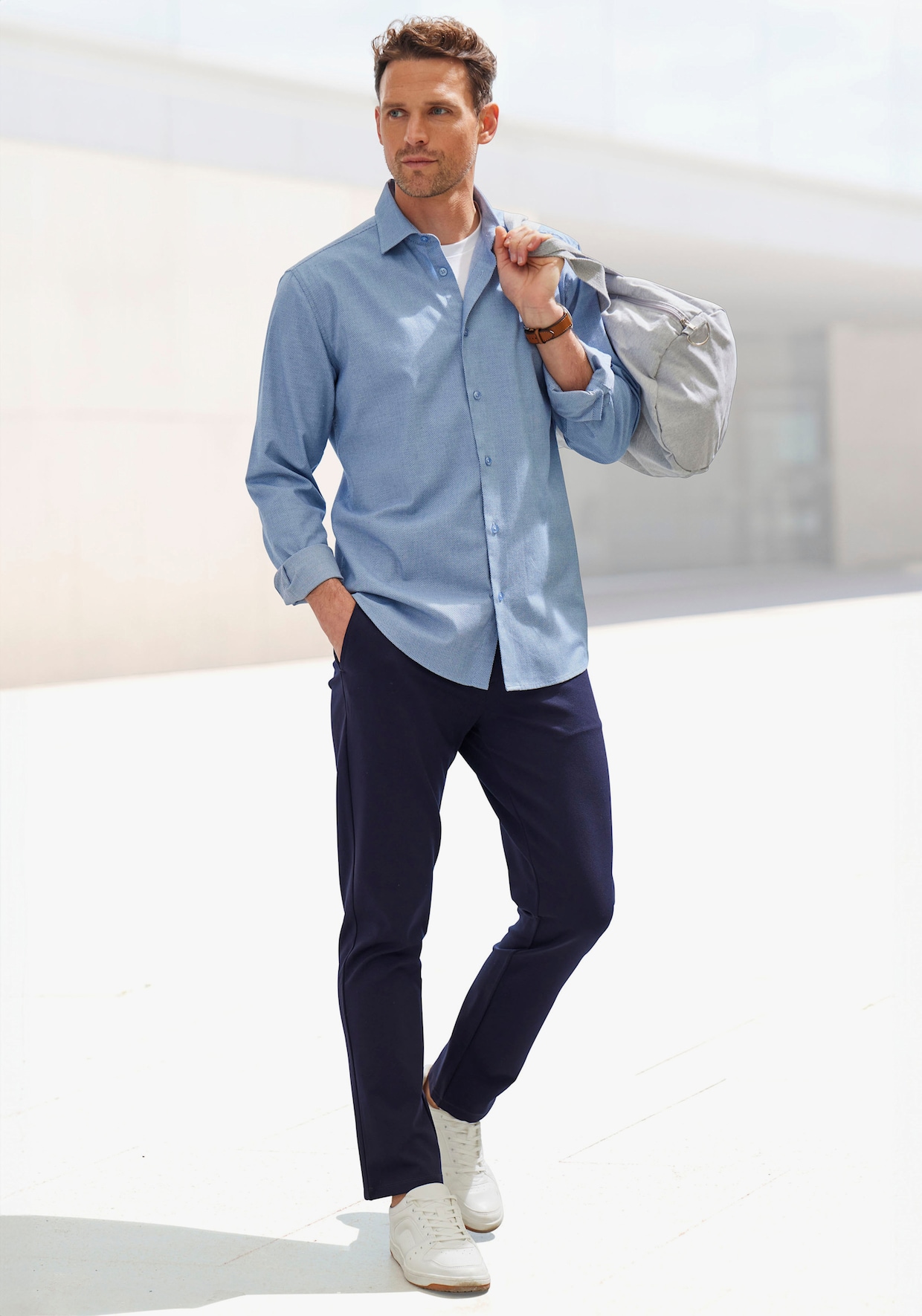 H.I.S Overhemd met lange mouwen - blauw