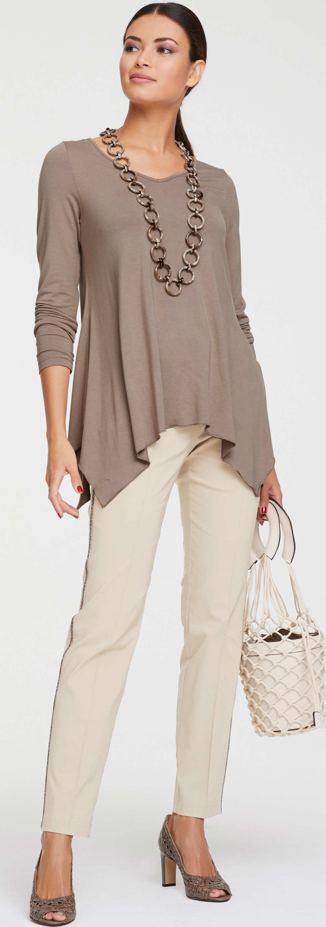 heine Longshirt im Zipfel-Look - taupe