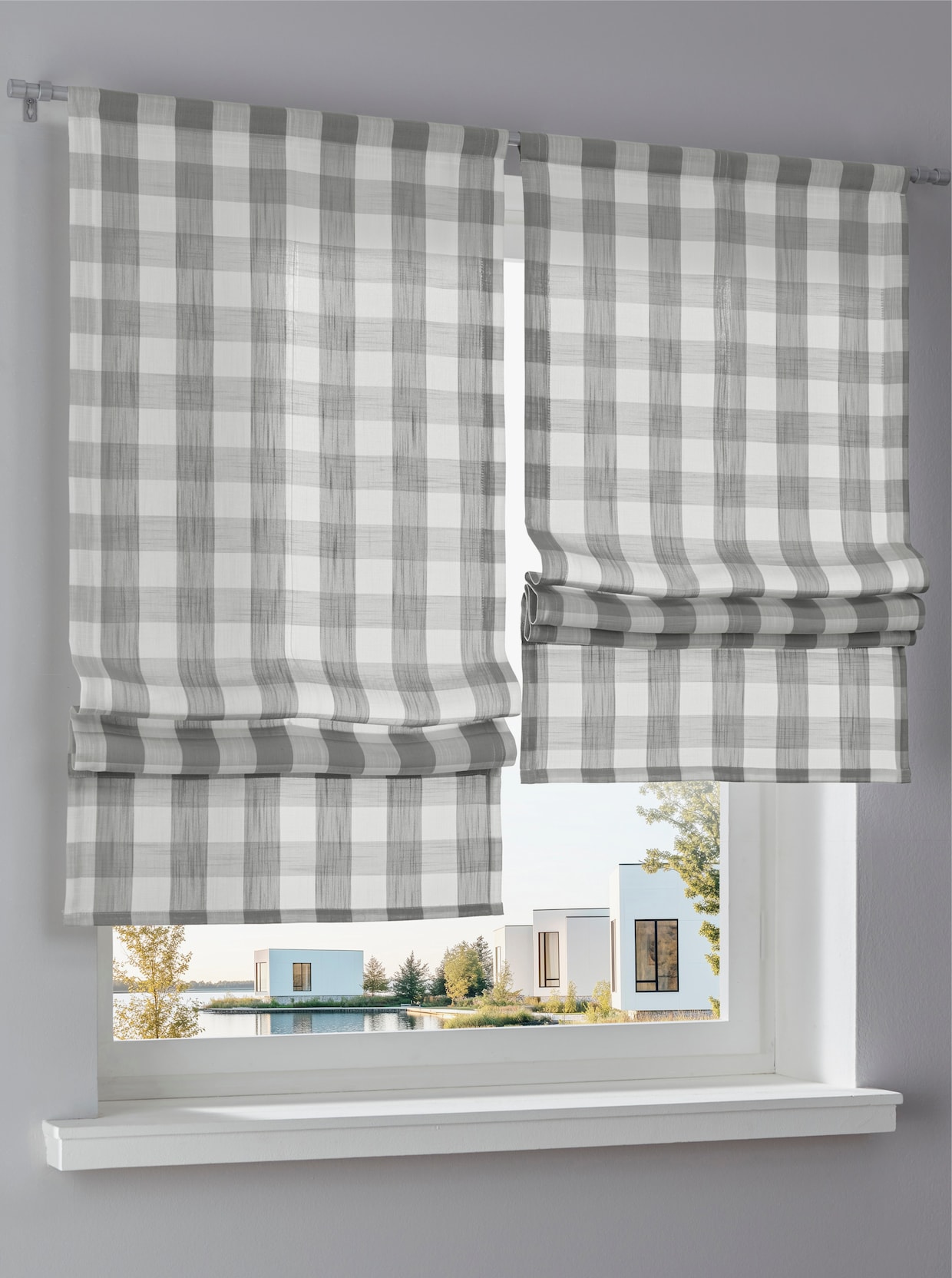 heine home vouwgordijn - grijs/wit