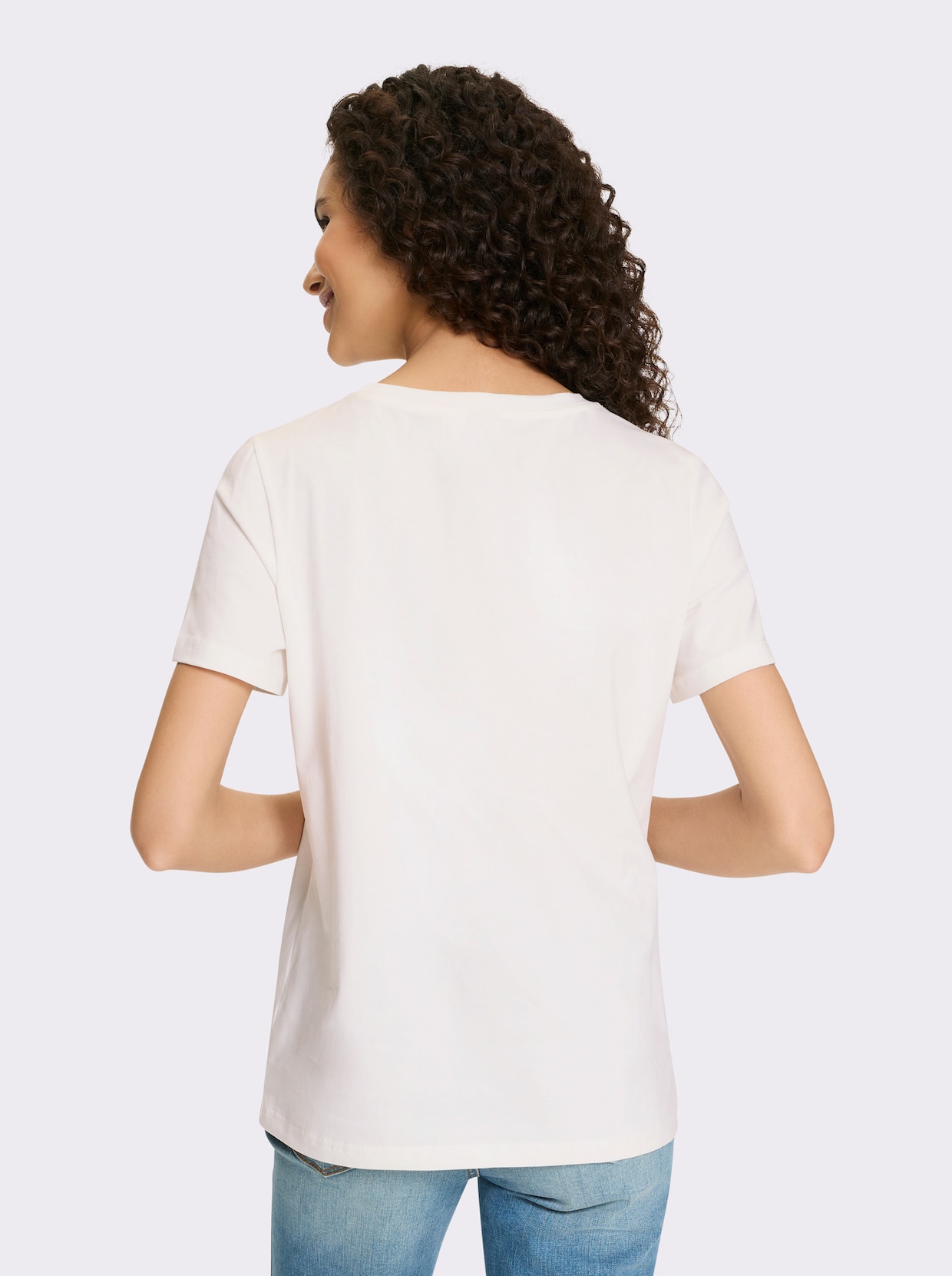 heine Shirt - ecru-taubenblau-bedruckt