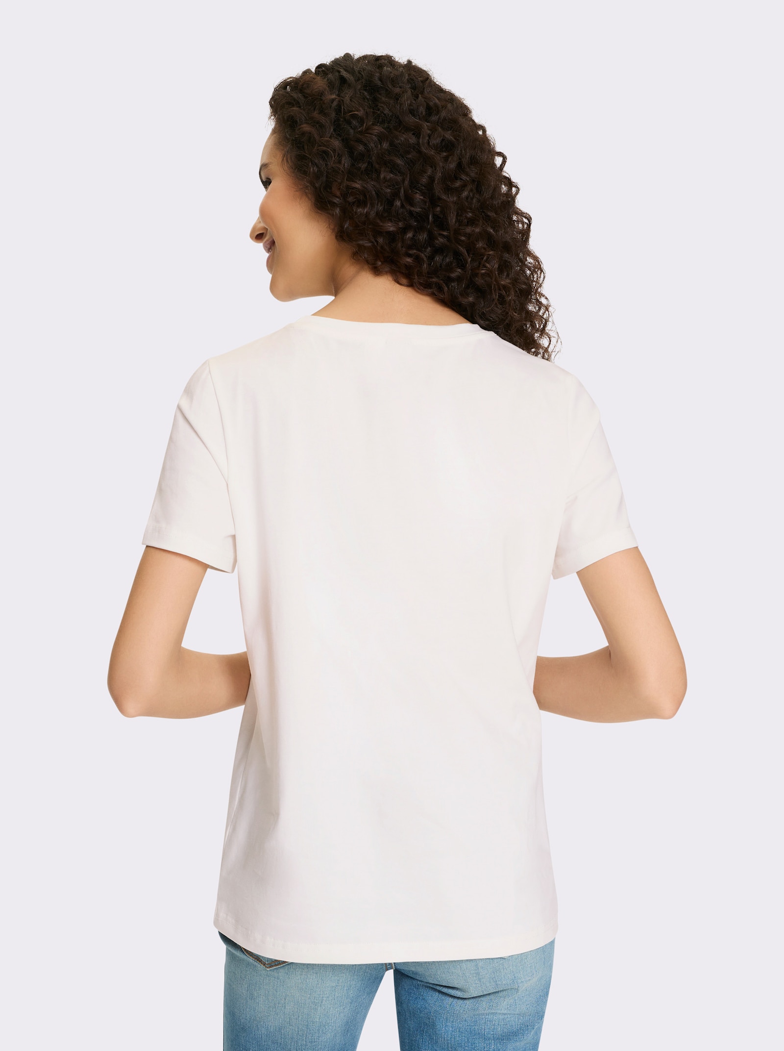 heine Shirt mit Foliendruck - ecru-taubenblau-bedruckt