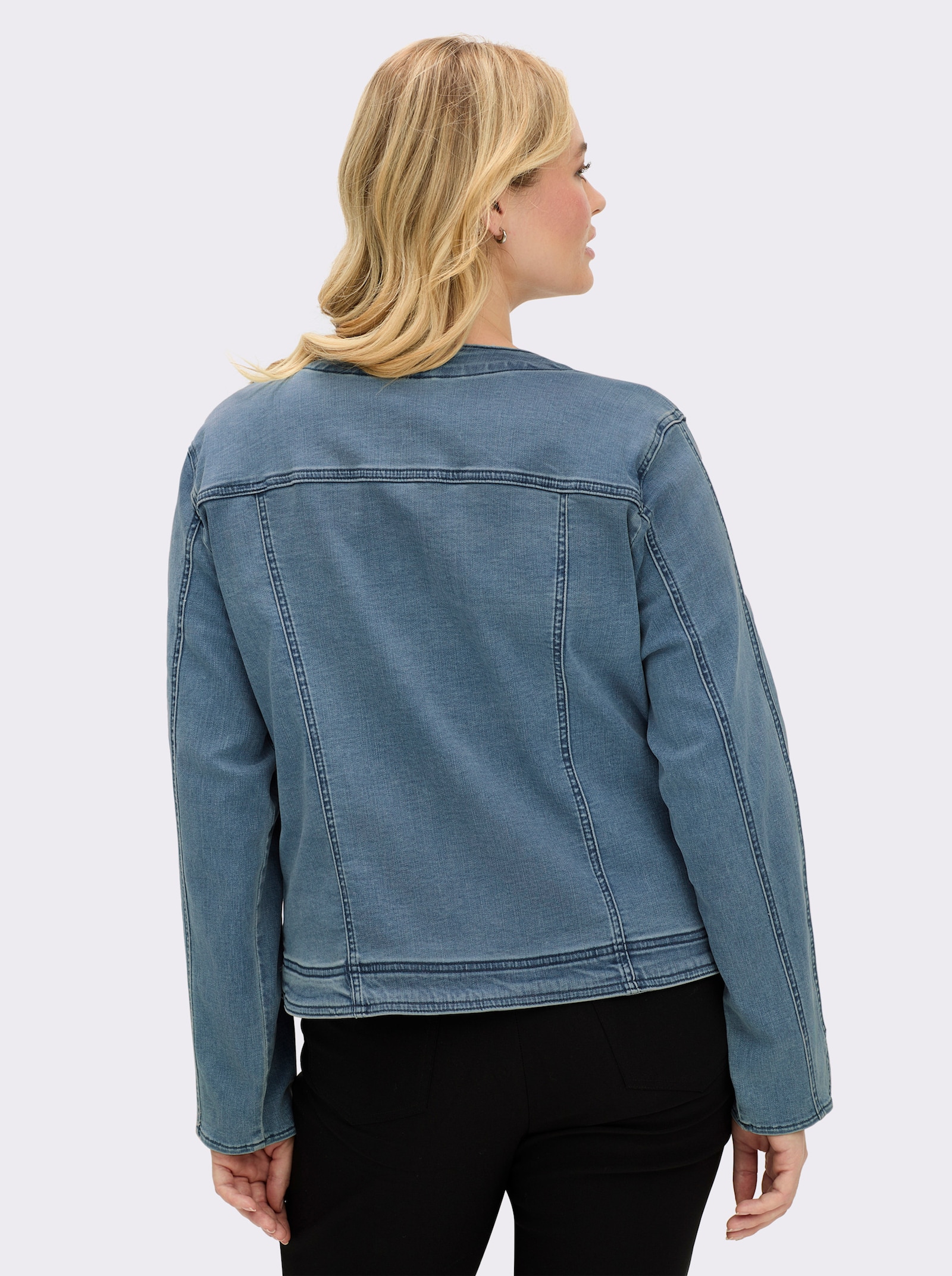 Jeansblazer mit glitzernden Details - blue-bleached