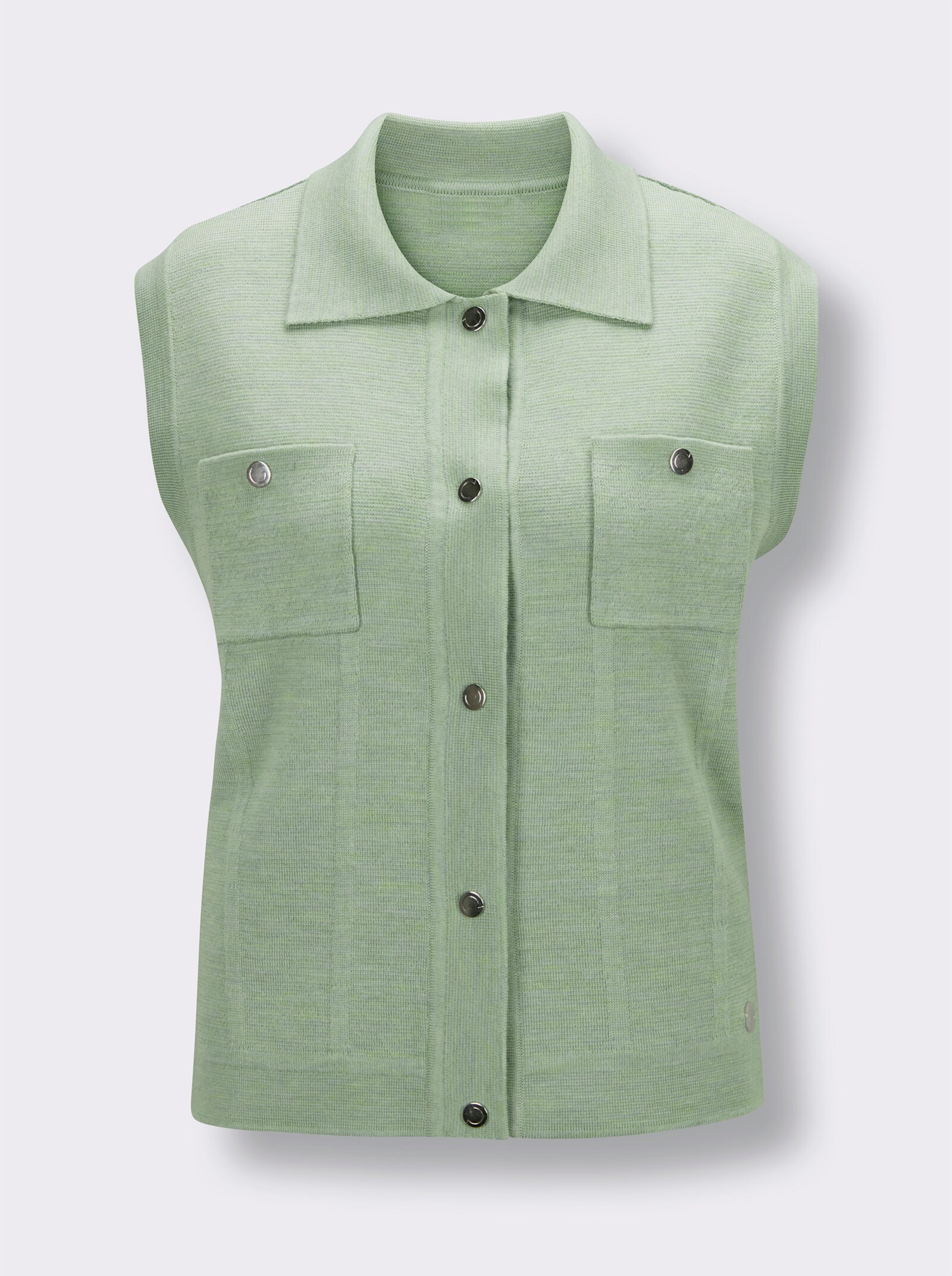 CREATION L PREMIUM Strickweste aus Wolle - eucalyptus-meliert