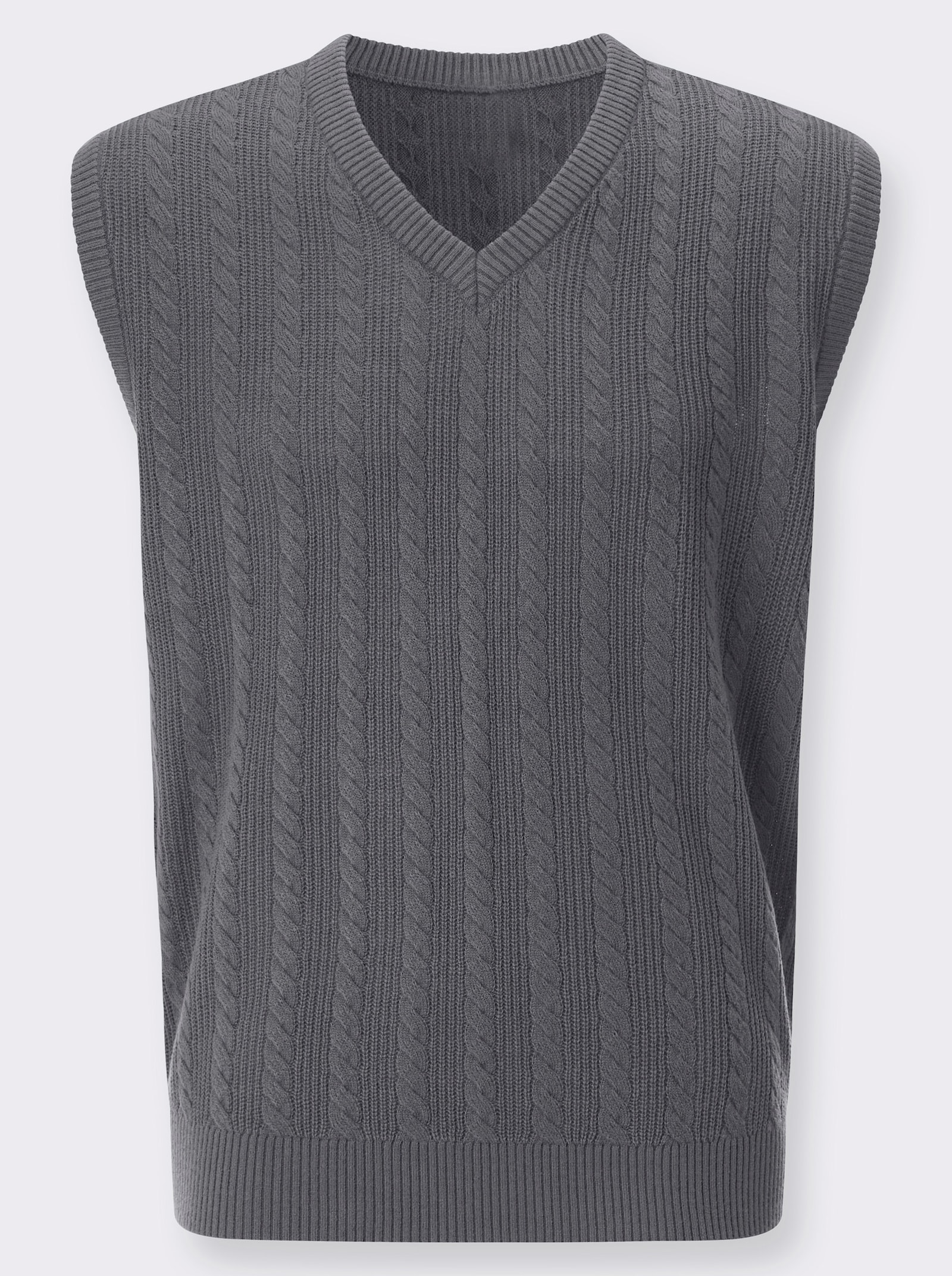 Pullunder mit Zopf- und Strickmuster - anthrazit