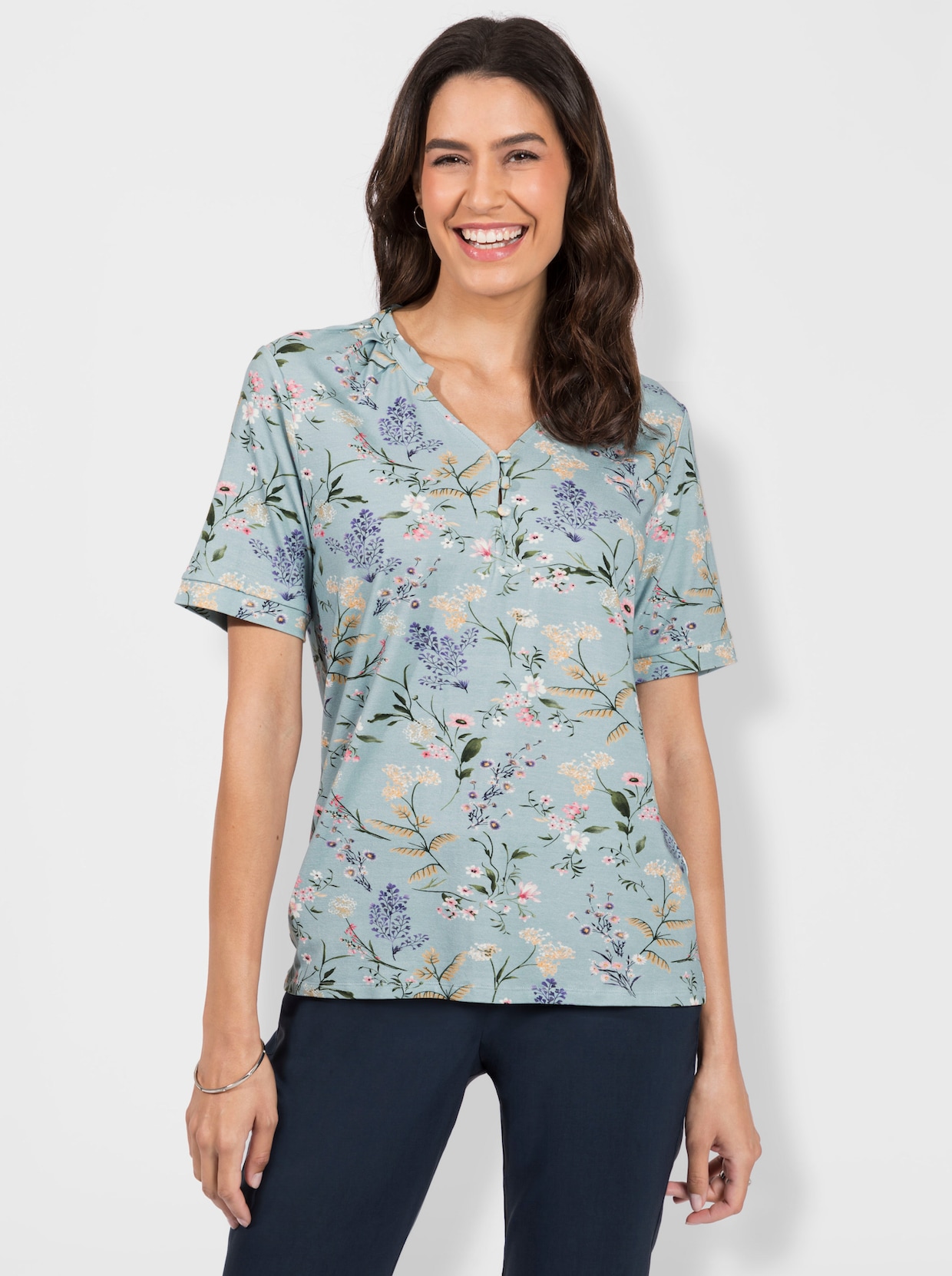 Print-Shirt - hellblau-bedruckt
